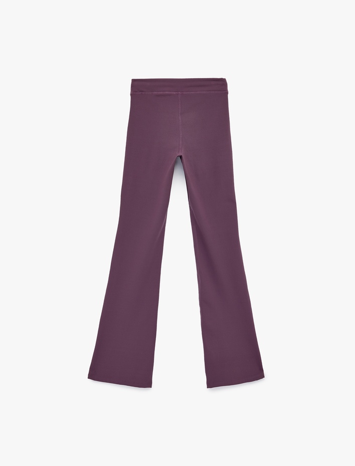  Yüksek Bel Bağcıklı İspanyol Paça Dikiş Detaylı Spor Tayt