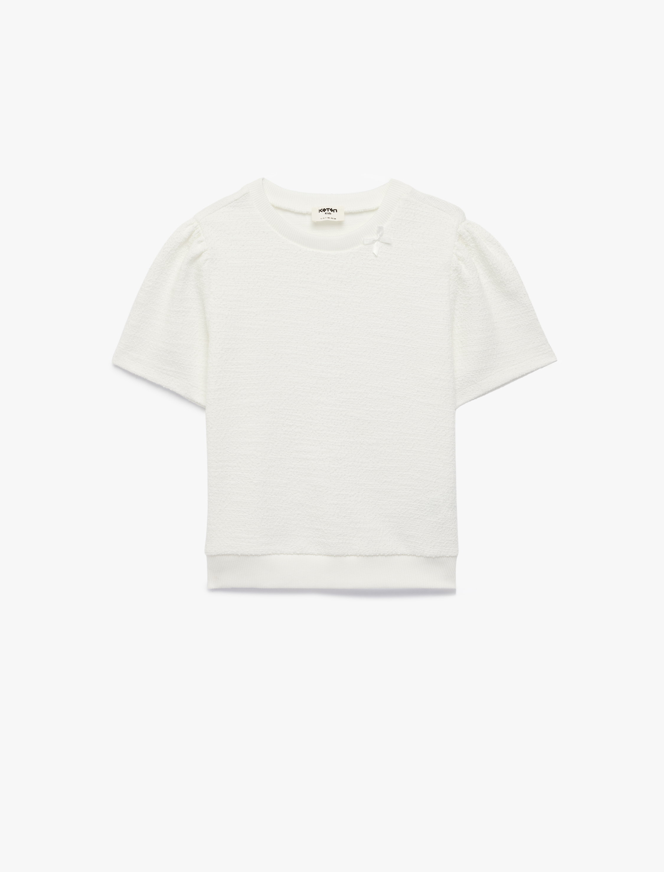  Kız Çocuk Pamuklu Kısa Kollu Bisiklet Yaka Fiyonklu Bluz