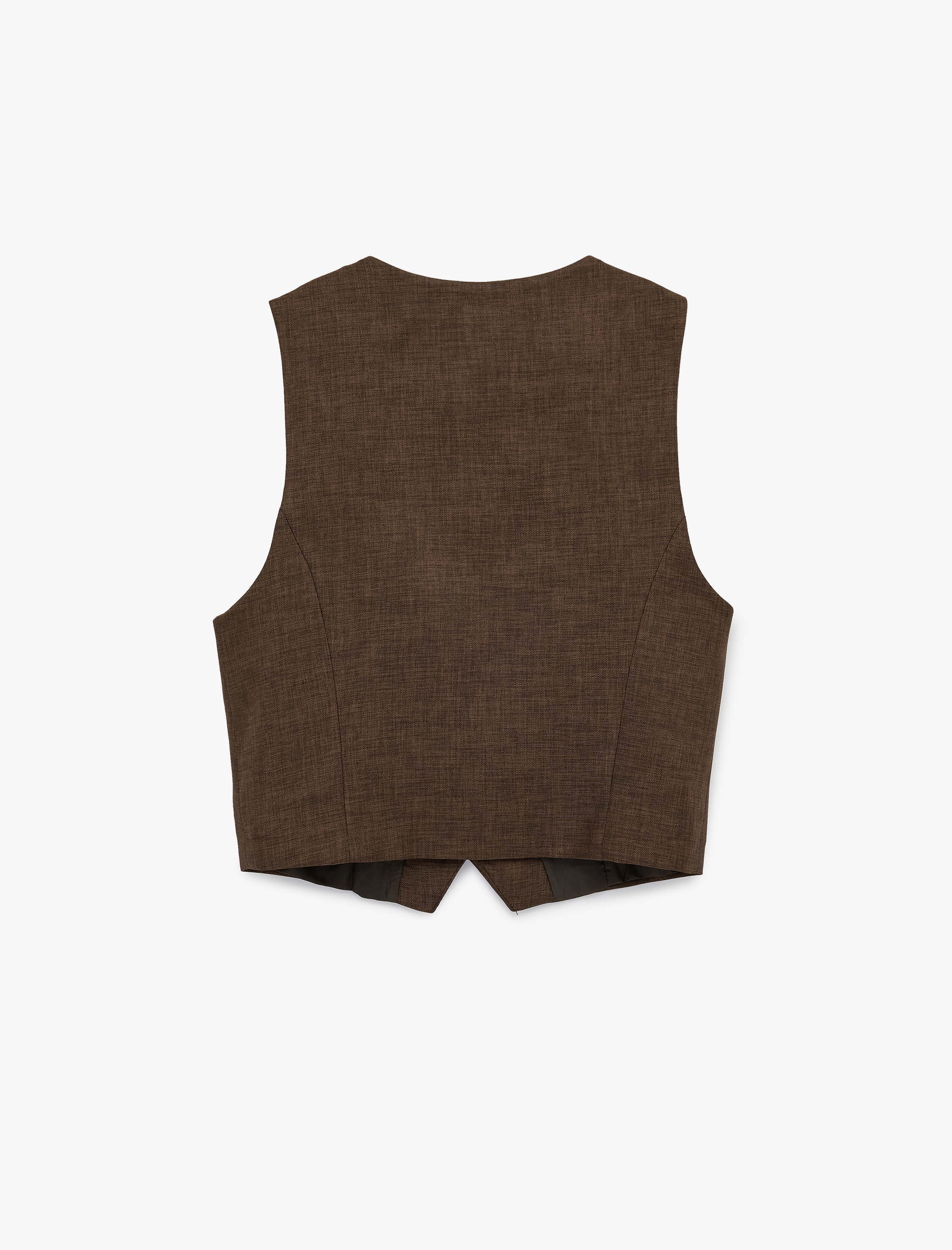   Düğmeli V Yaka Dikiş Detaylı Kolsuz Yelek