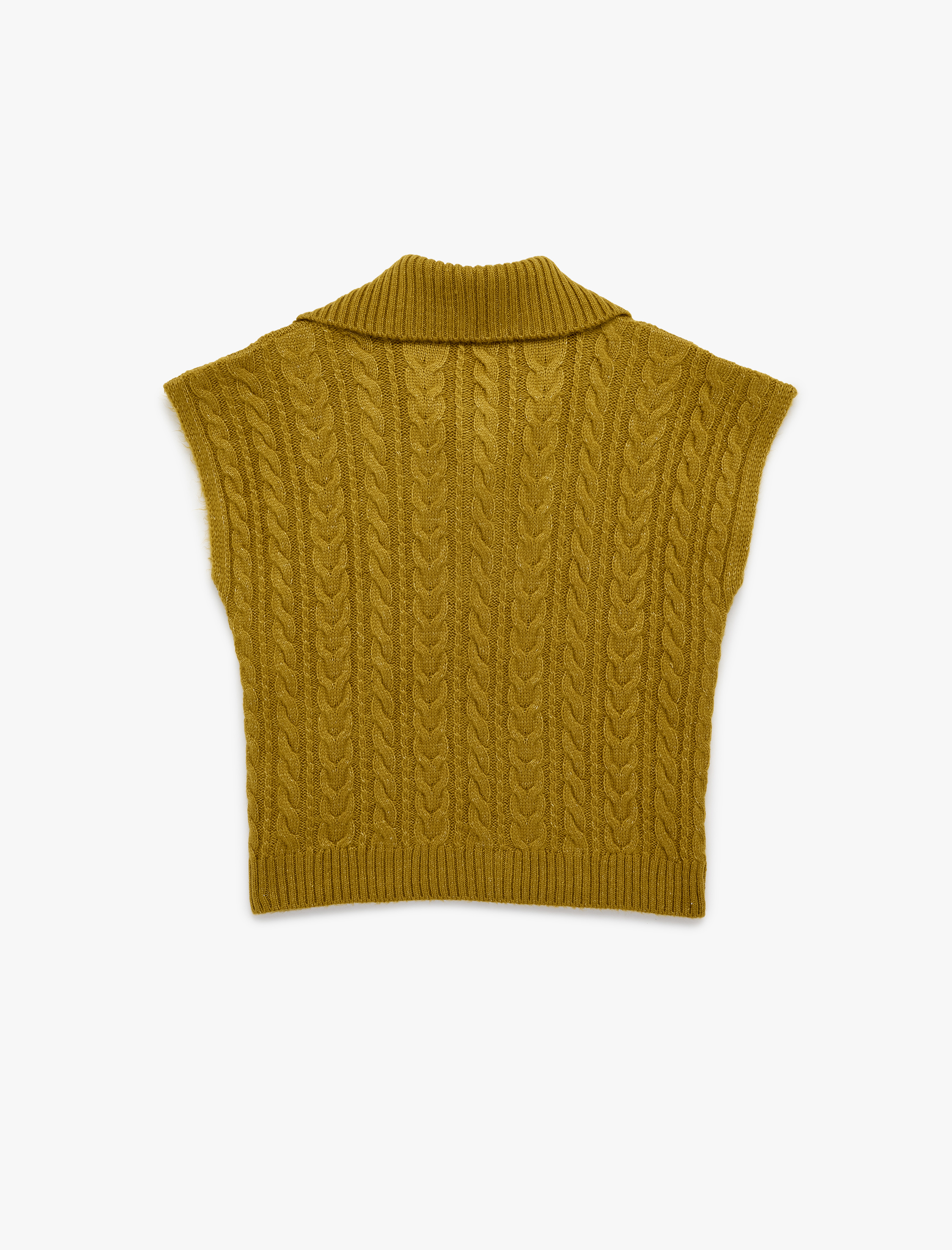   Yarım Fermuarlı Devrik Yaka Saç Örgü Süveter