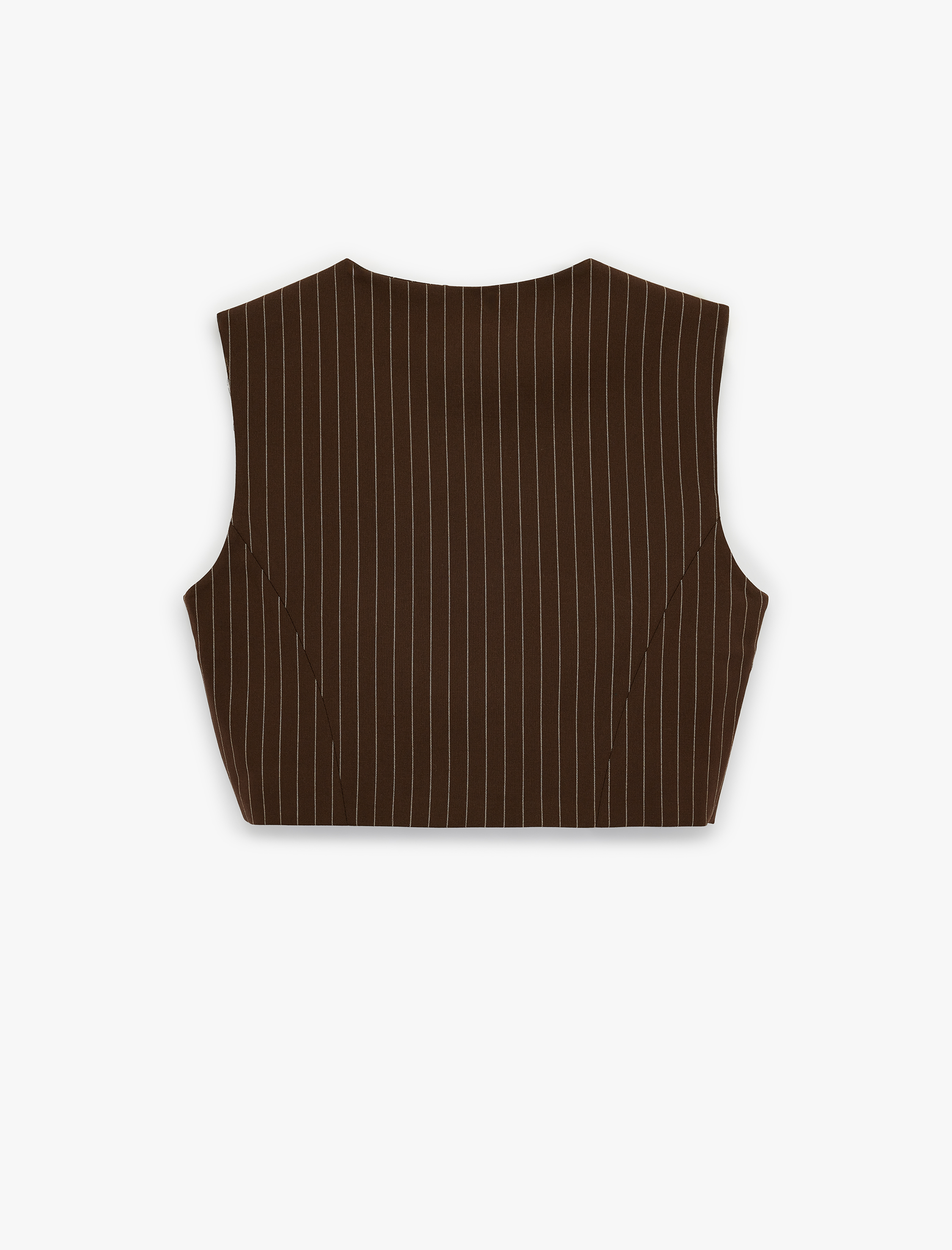   Düğmeli V Yaka Crop Çizgili Blazer Yelek