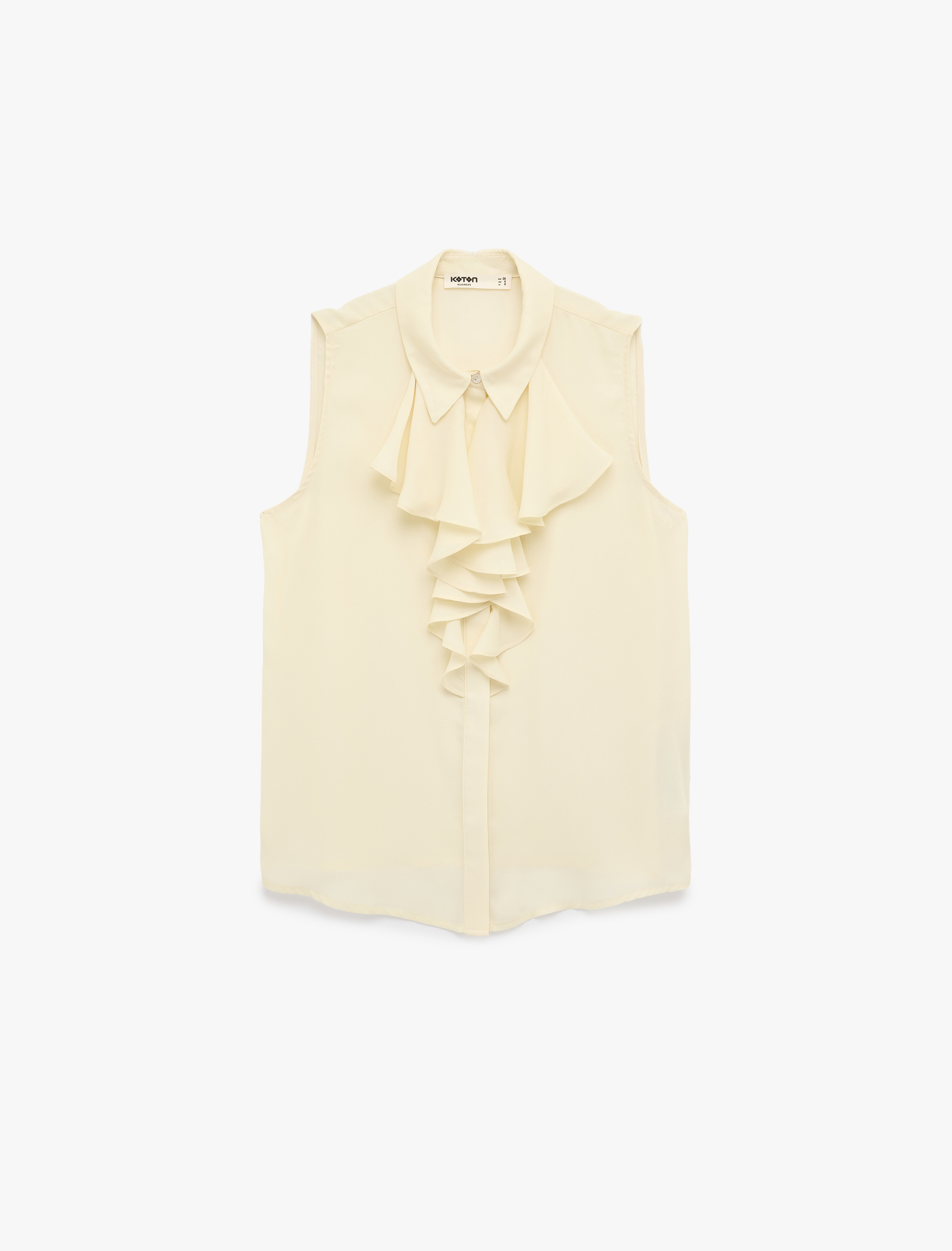   Kolsuz Fular Yaka Volanlı Bluz