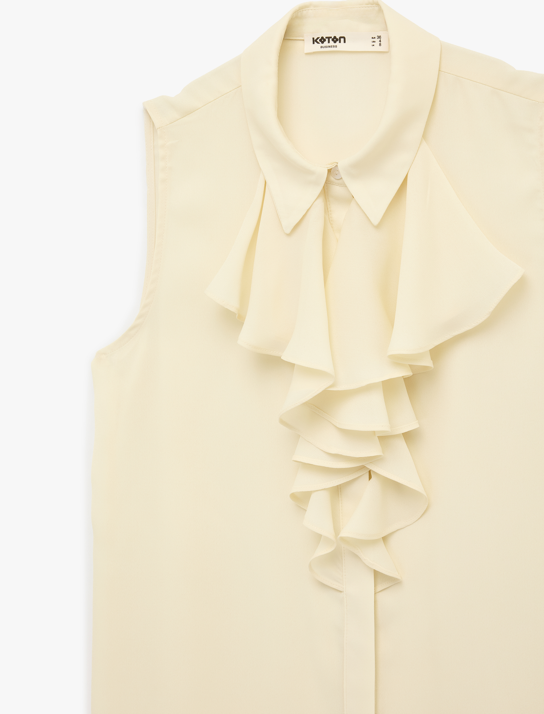   Kolsuz Fular Yaka Volanlı Bluz