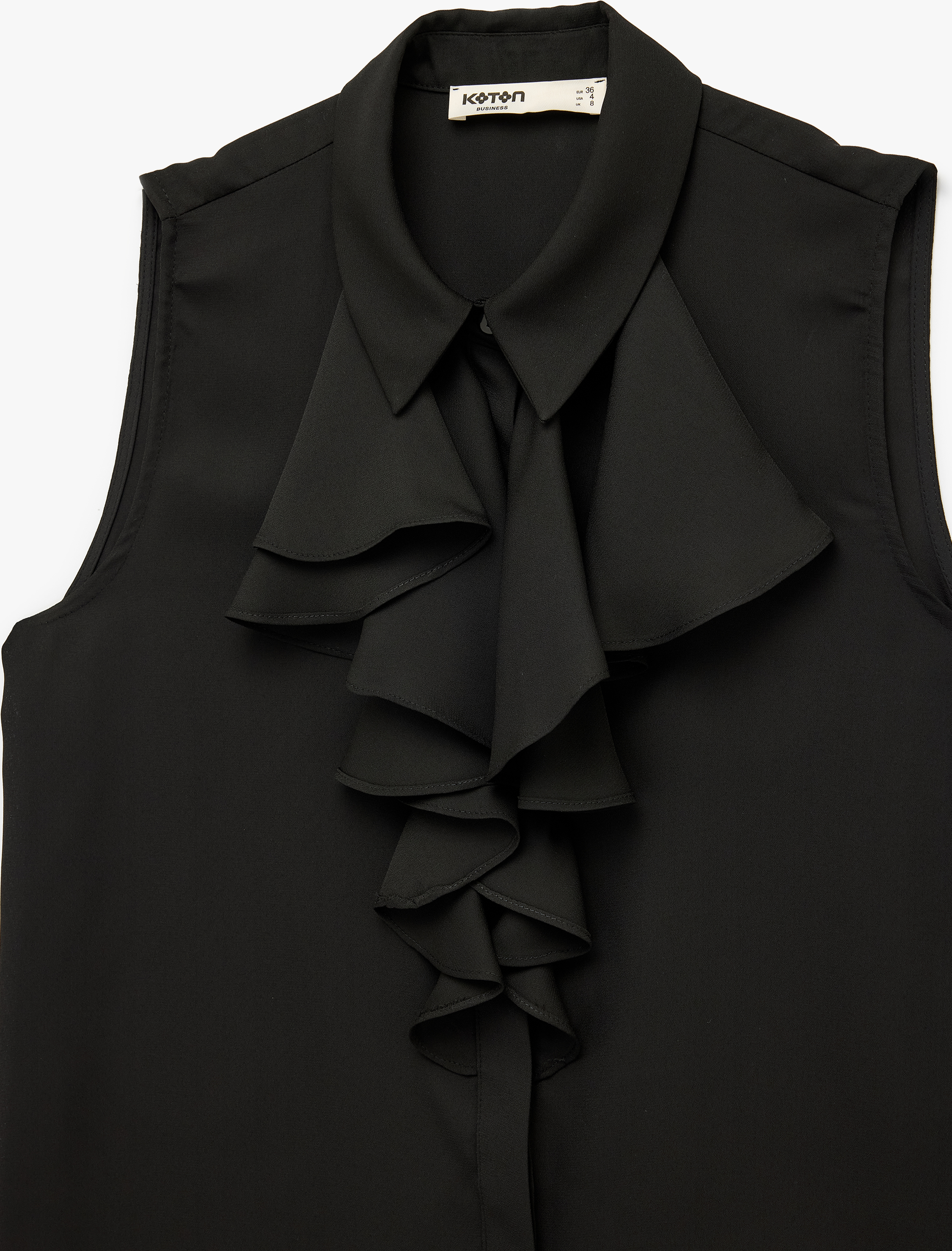   Kolsuz Fular Yaka Volanlı Bluz