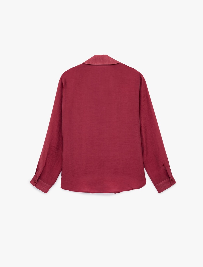  Kaçık Yaka Uzun Kollu Modal Gömlek