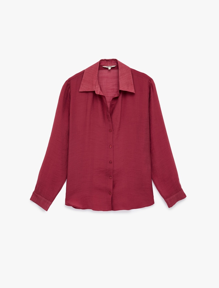  Kaçık Yaka Uzun Kollu Modal Gömlek
