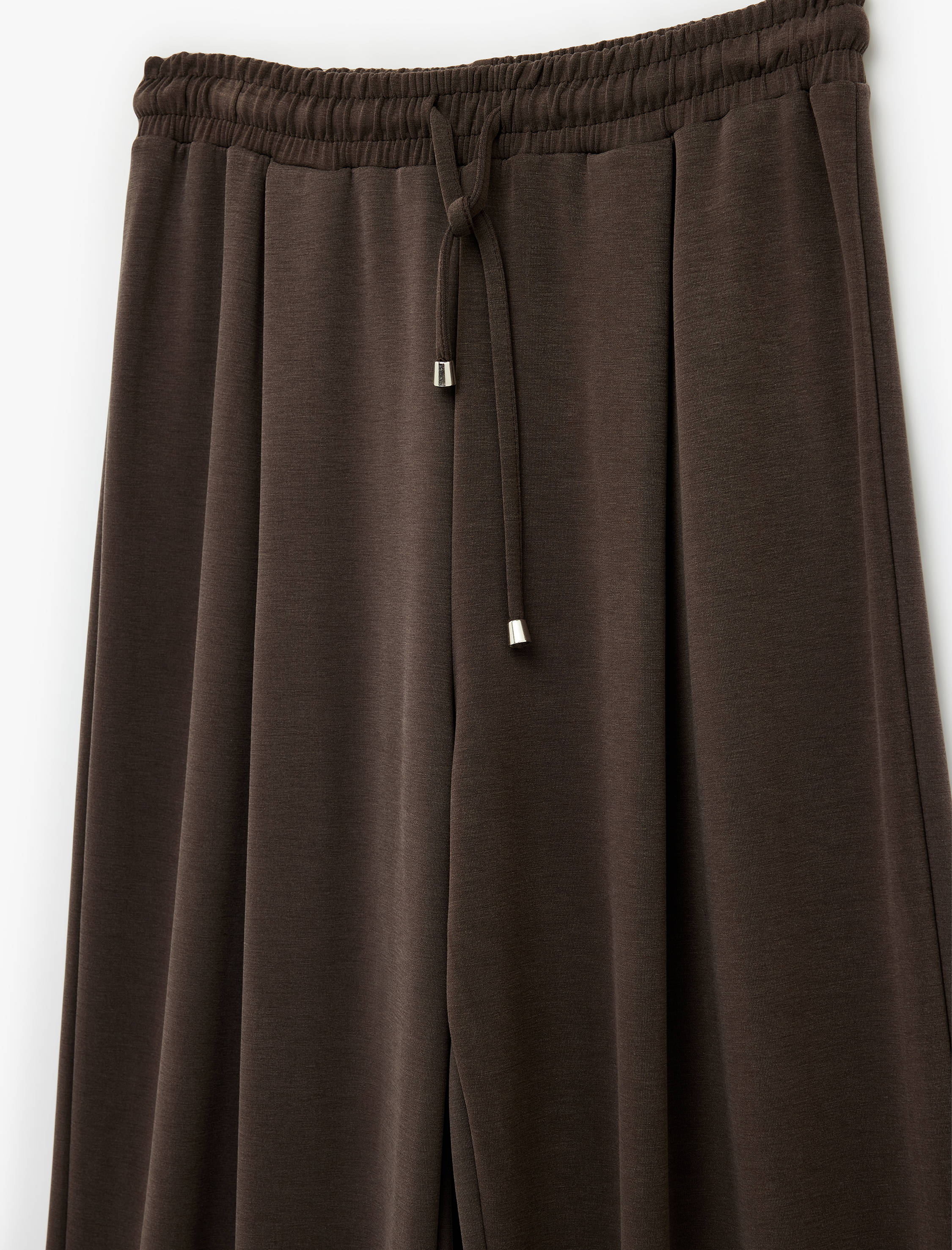   Regular Fit Viskon Karışımlı Beli Bağcıklı Pileli Pantolon