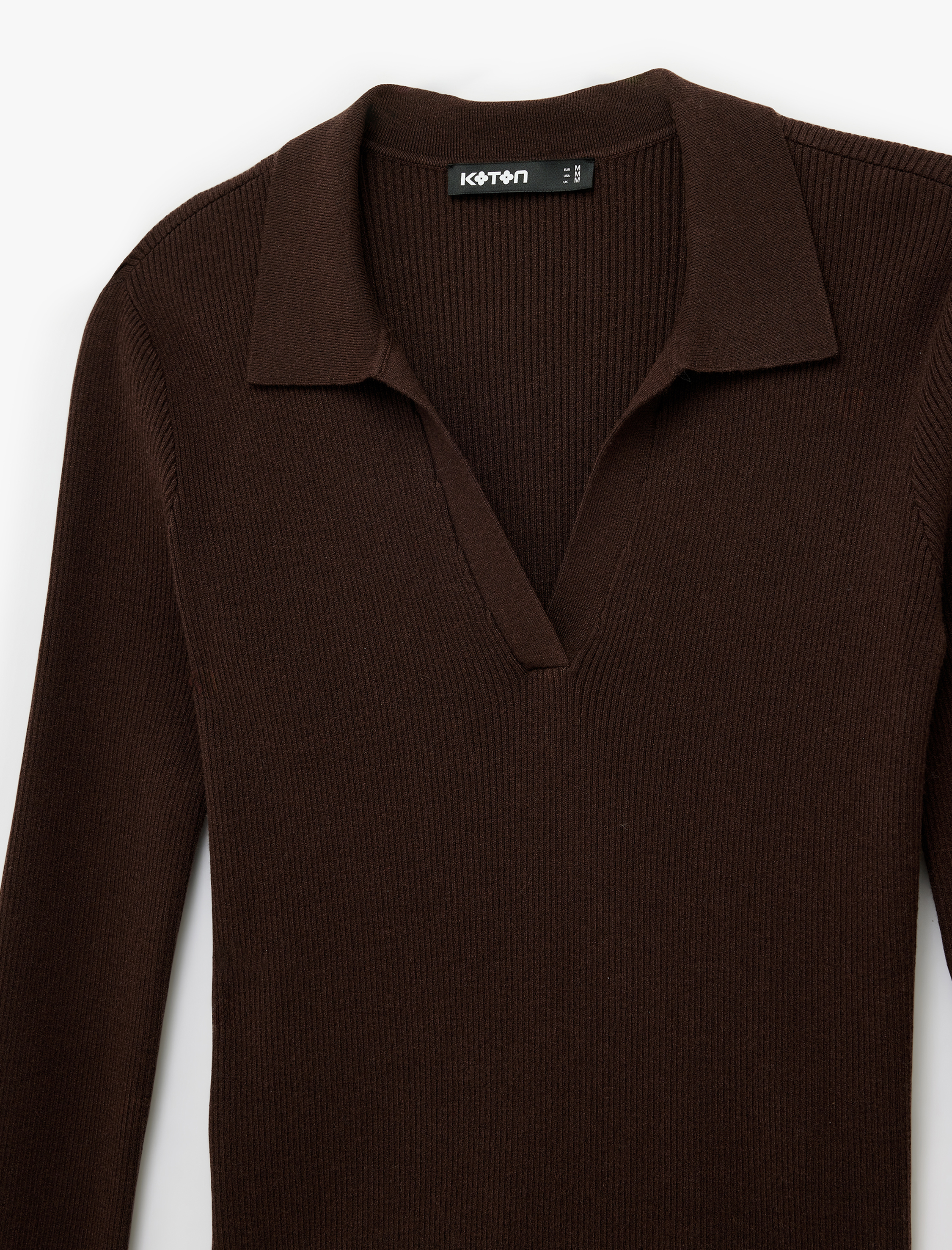   Uzun Kollu Viskon Karışımlı Polo Yaka Triko Kazak