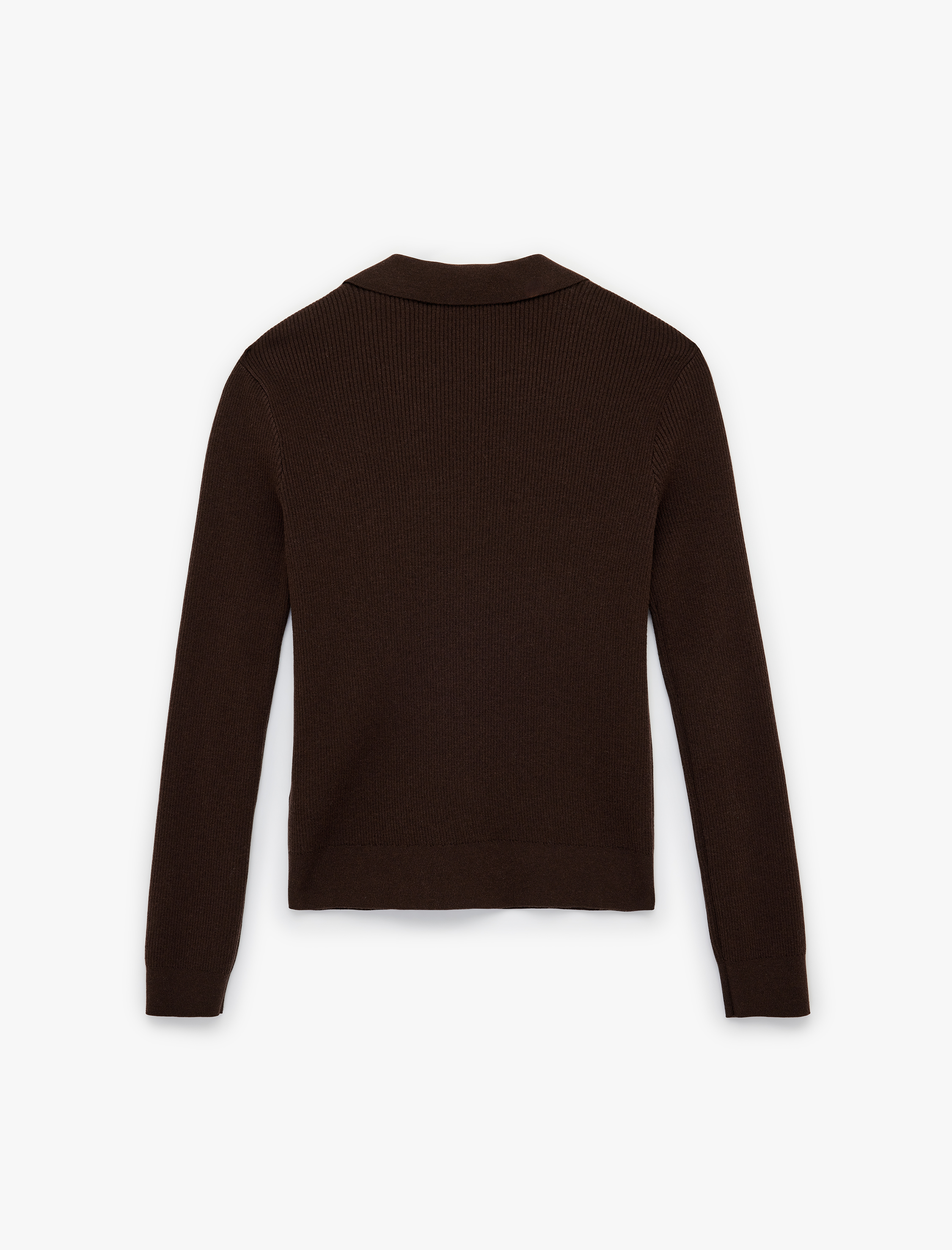   Uzun Kollu Viskon Karışımlı Polo Yaka Triko Kazak