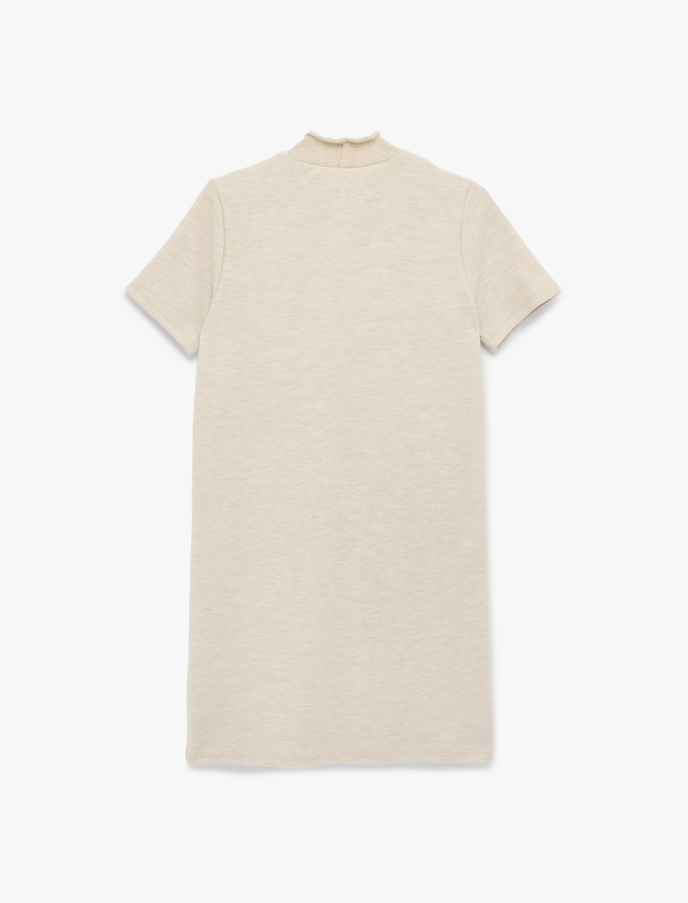   Hafif Dik Yaka Kısa Kollu Slim Fit Mini Elbise