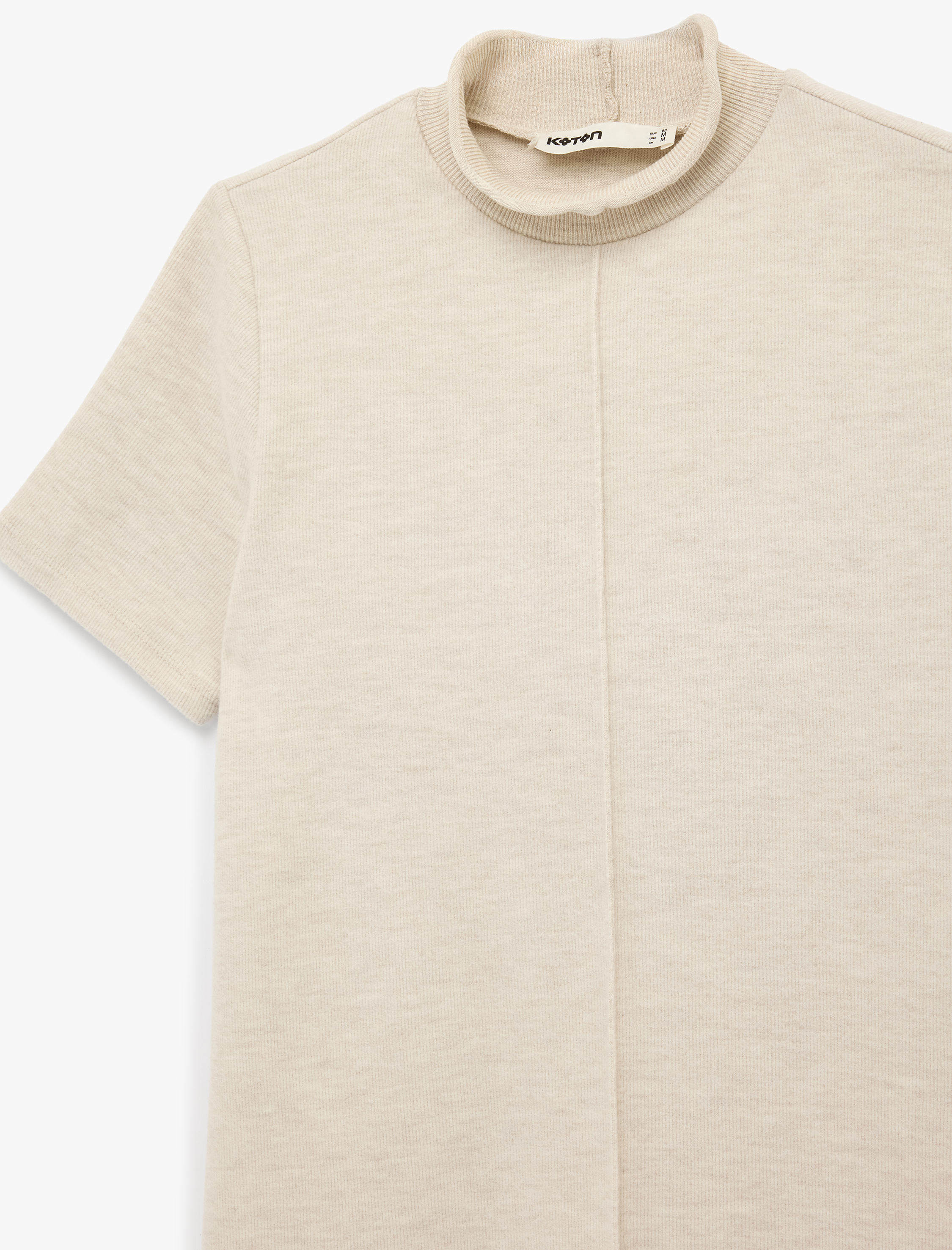   Hafif Dik Yaka Kısa Kollu Slim Fit Mini Elbise