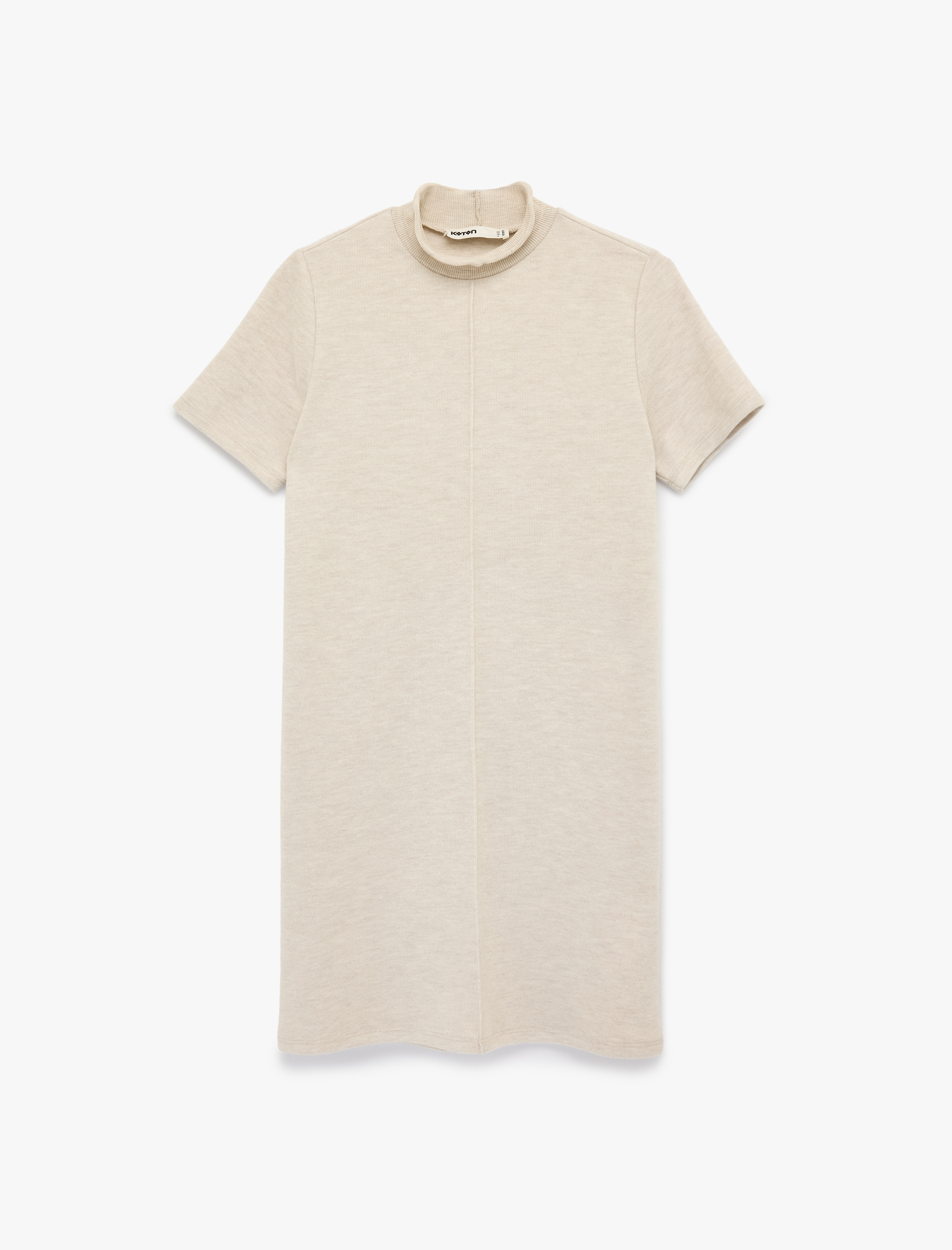   Hafif Dik Yaka Kısa Kollu Slim Fit Mini Elbise