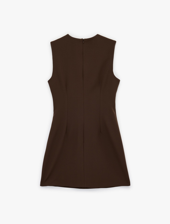  Kolsuz Bisiklet Yaka A Kesim Mini Elbise