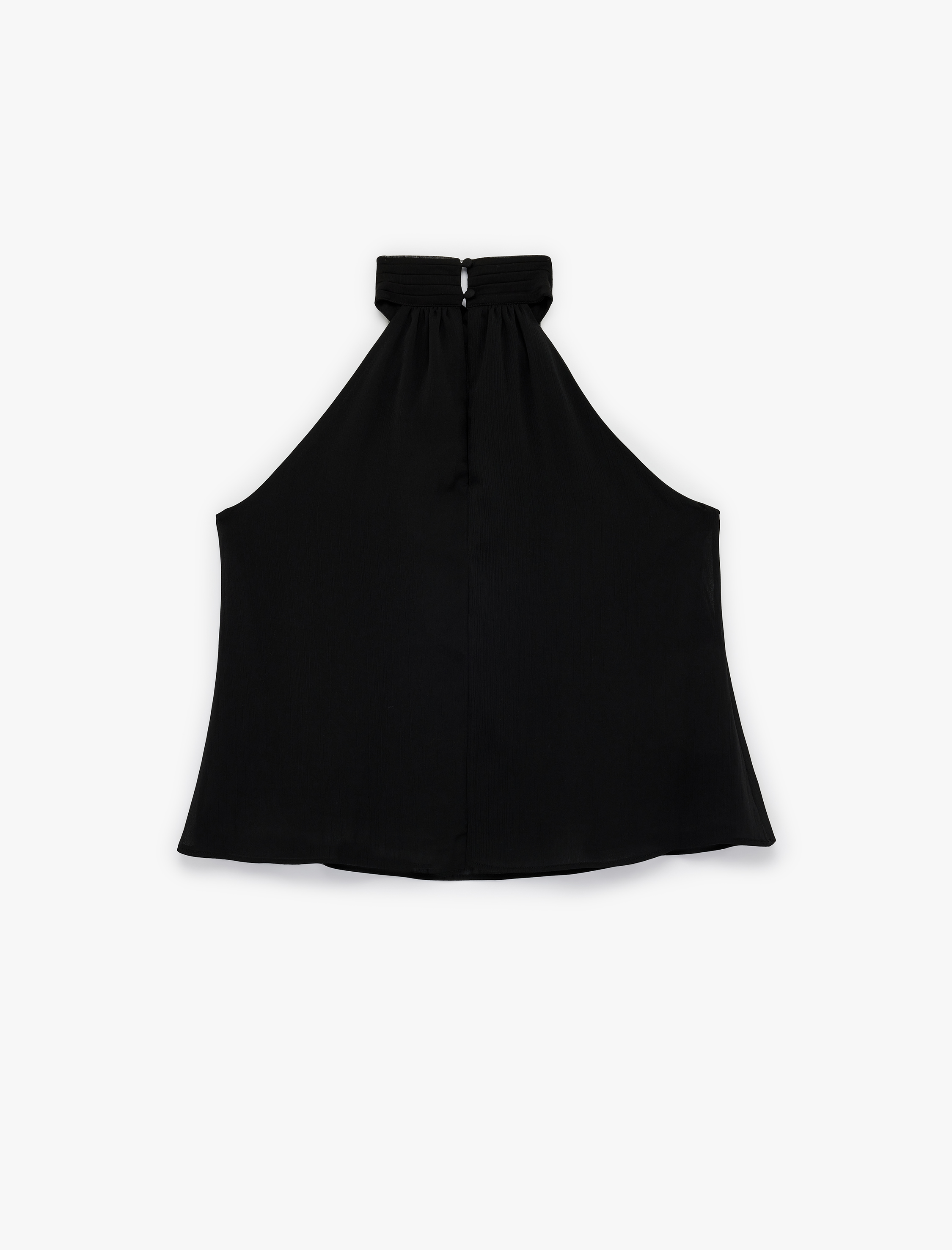   Çiçek Detaylı Kolsuz Halter Yaka Bluz