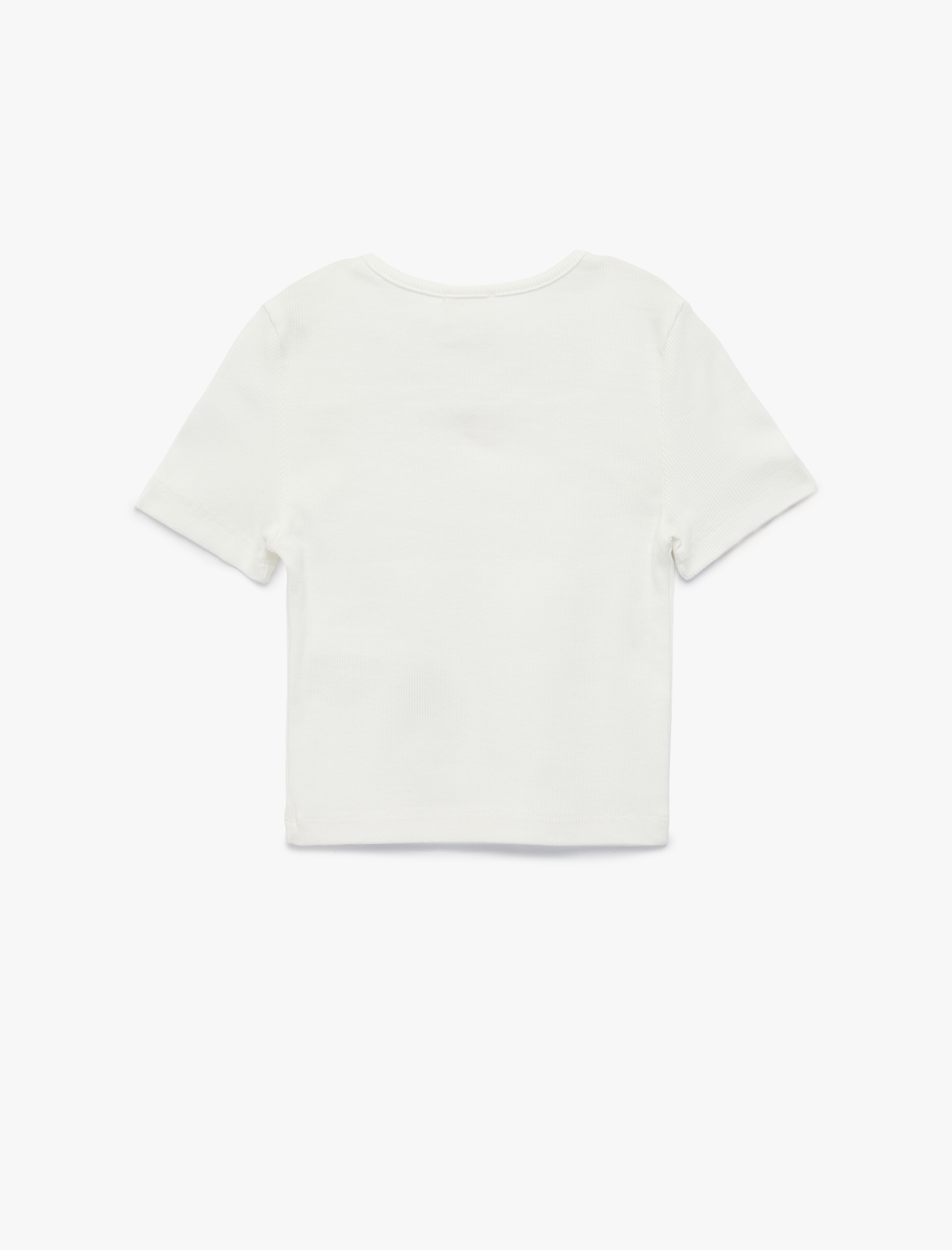  Kız Çocuk Kısa Kollu Kare Yaka Pamuklu Fiyonklu Tişört