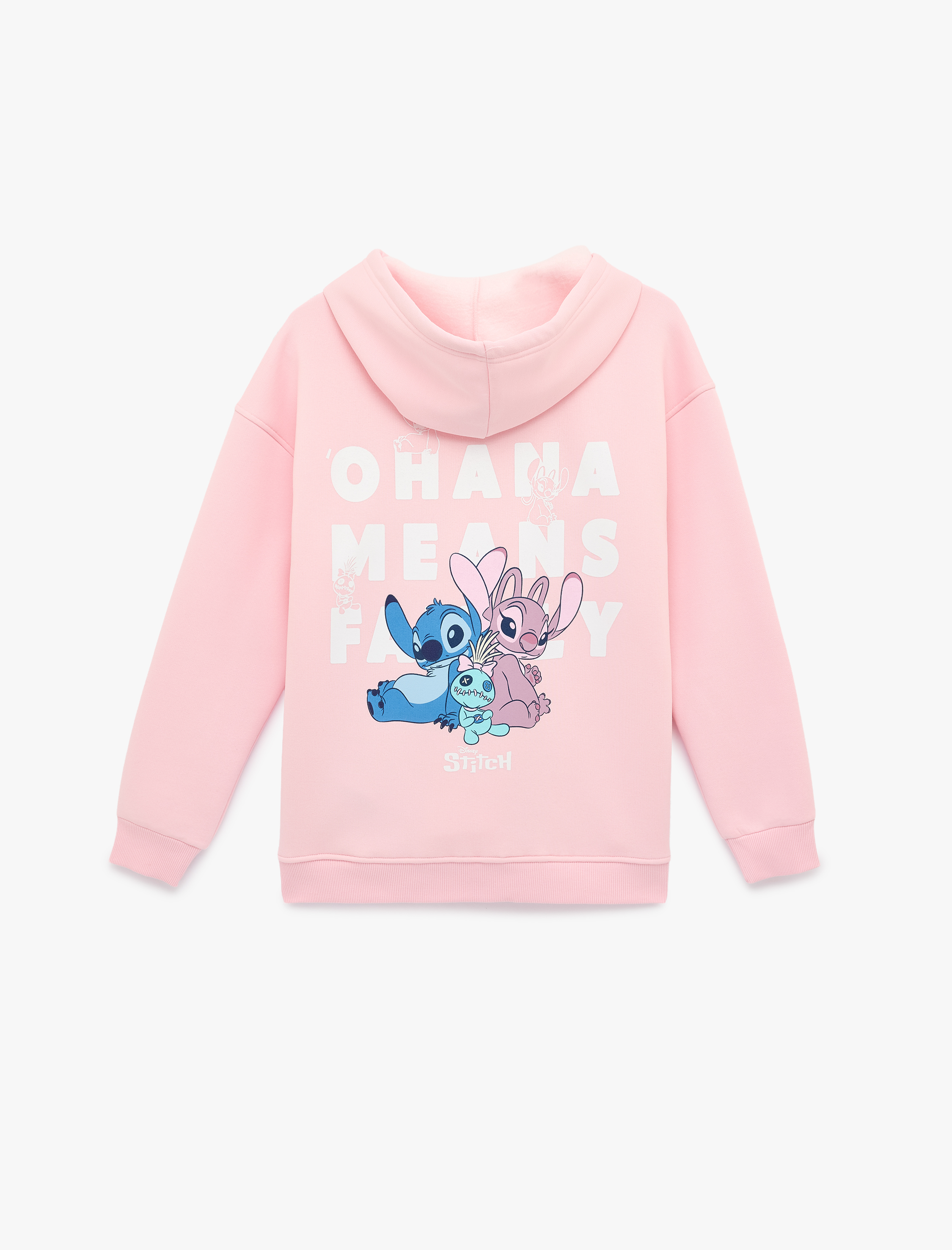   Stitch Lisanslı Kapüşonlu Arkası Baskılı Oversize Sweatshirt