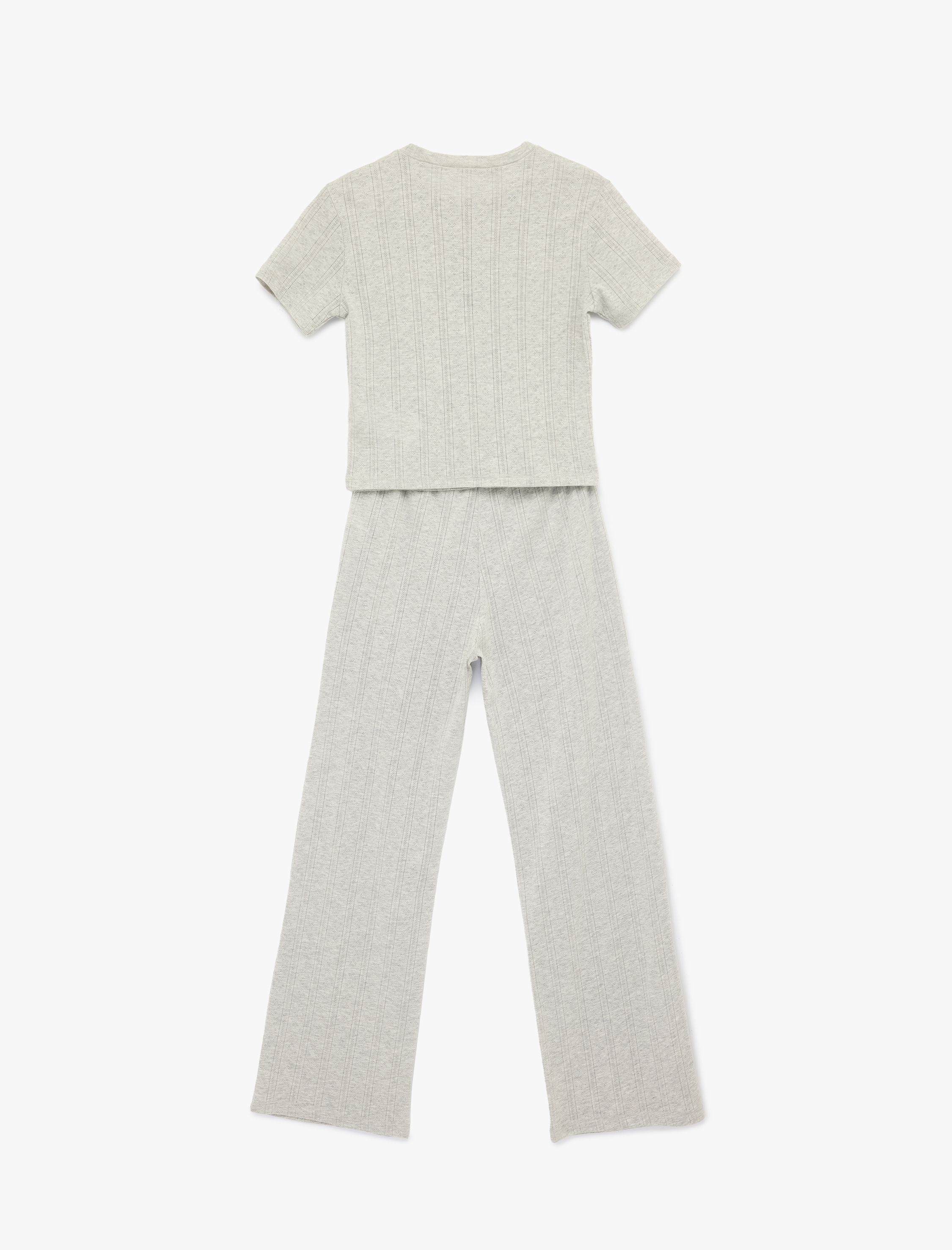   Slim Fit Kısa Kollu Bisiklet Yaka 2'li Triko Pijama Takımı