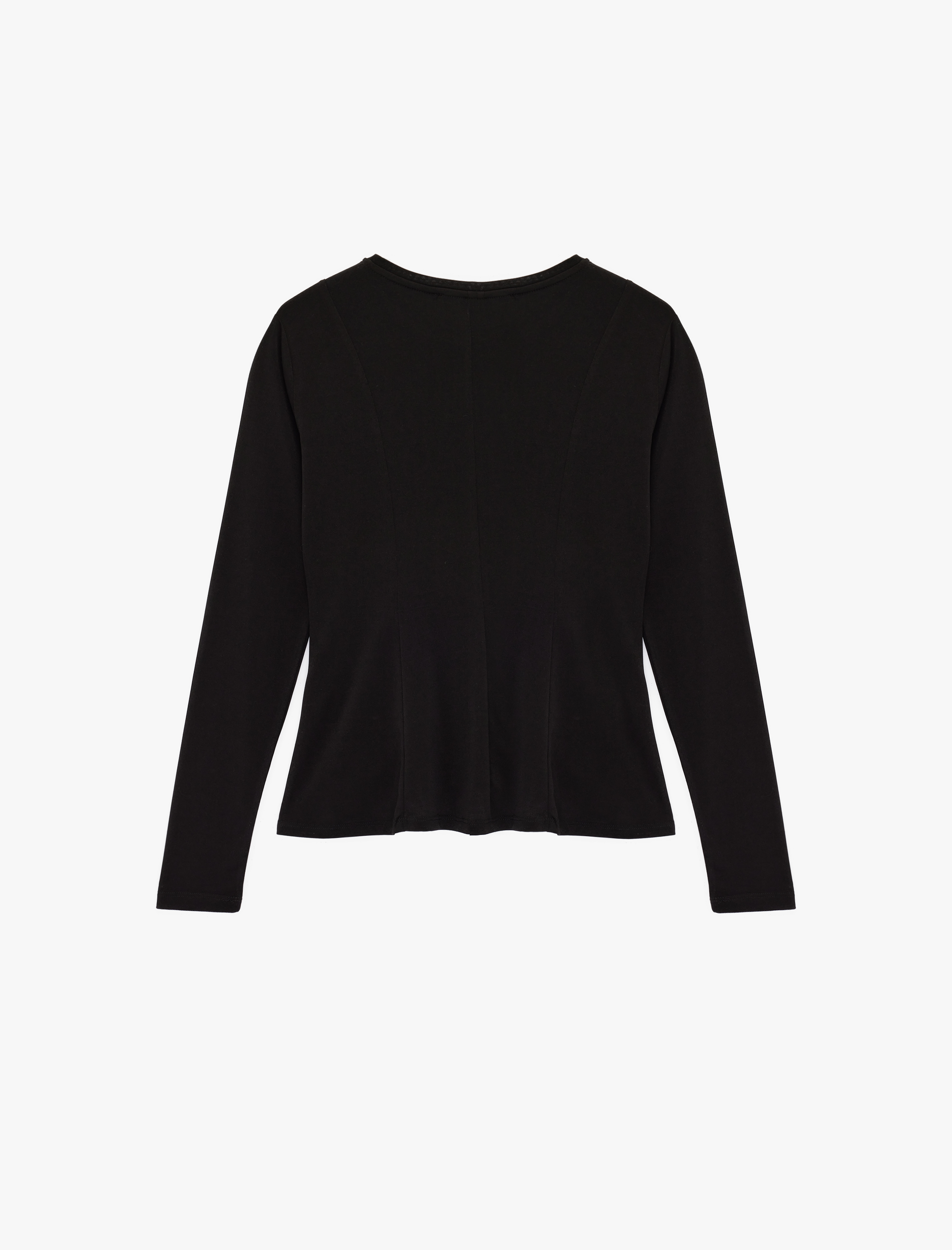   Sandy Kumaş Uzun Kollu Bisiklet Yaka Slim Fit Peplum Kesim Tişört