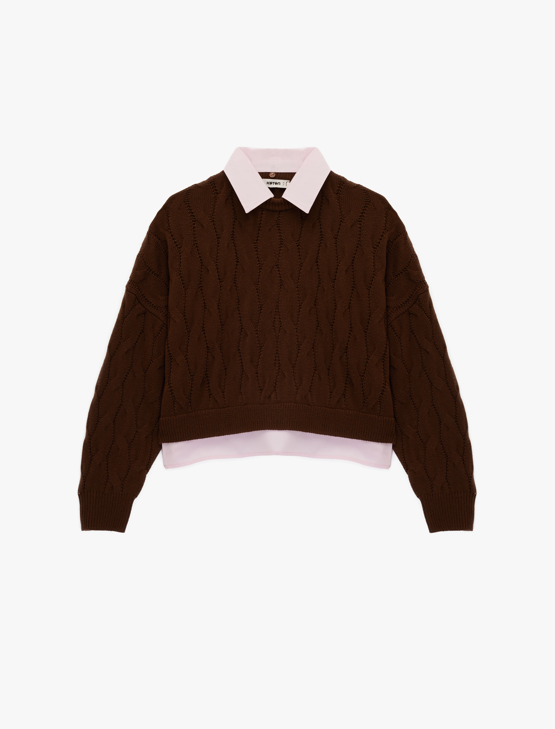   Gömlek Yaka Uzun Kollu Rahat Kalıp Triko Kazak