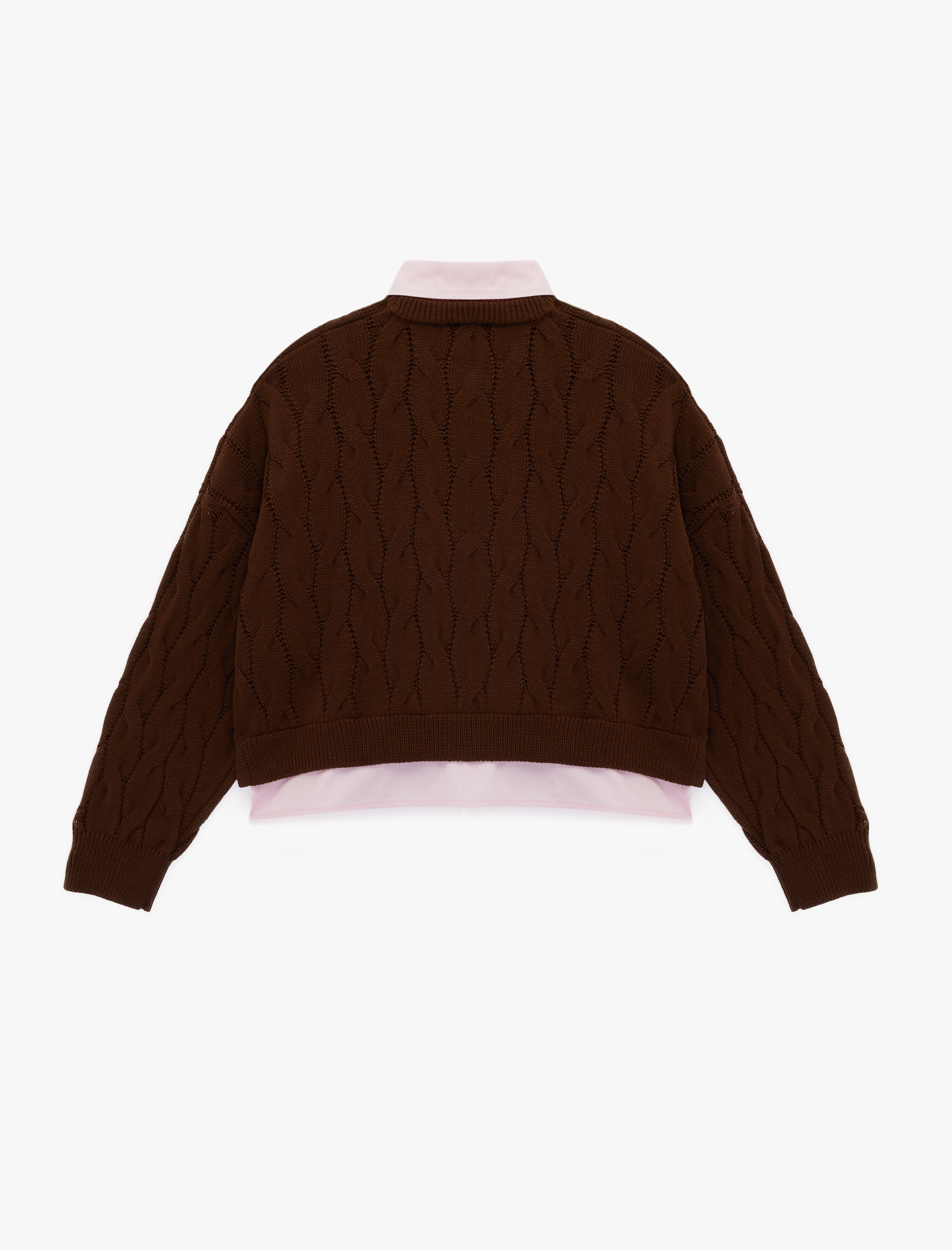   Gömlek Yaka Uzun Kollu Rahat Kalıp Triko Kazak