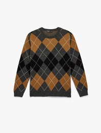 Uzun Kollu Baklava Desenli Bisiklet Yaka Triko Kazak