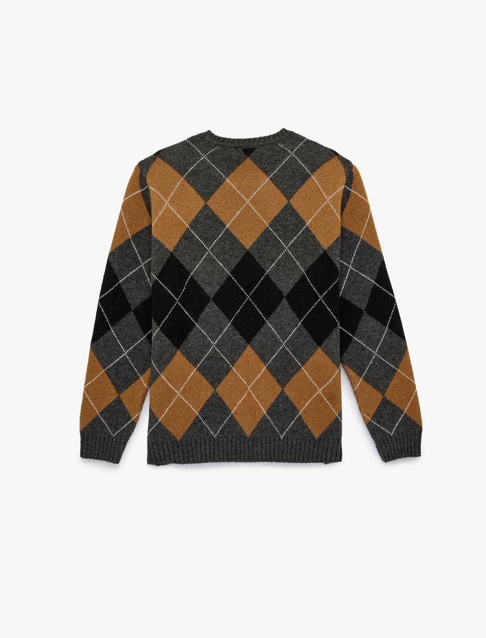  Uzun Kollu Baklava Desenli Bisiklet Yaka Triko Kazak