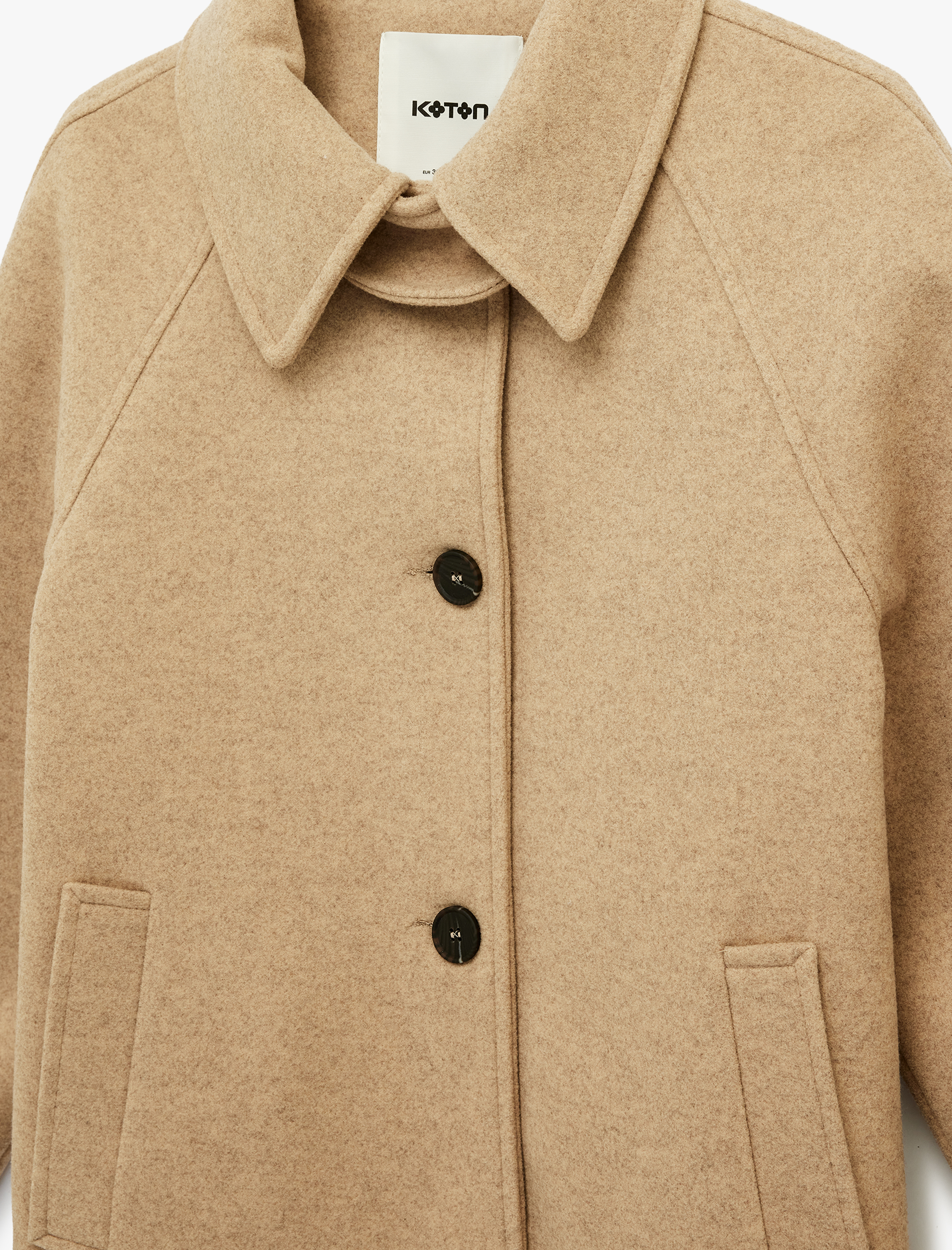   Cepli Düğmeli Uzun Kollu Kısa Kaşe Kaban