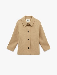 Cepli Düğmeli Uzun Kollu Kısa Kaşe Kaban