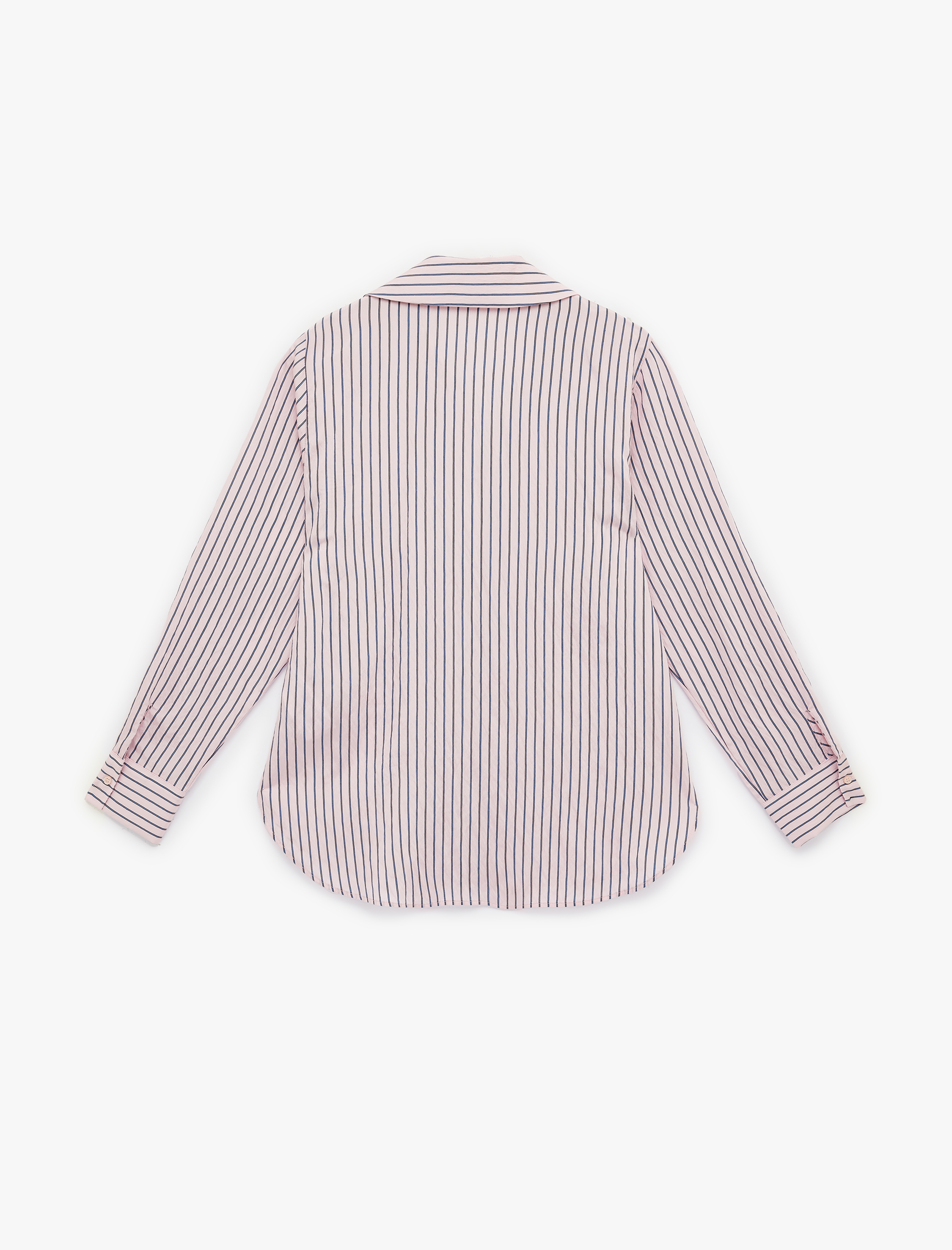   Uzun Kollu Düğmeli Viskon Çizgili Gömlek