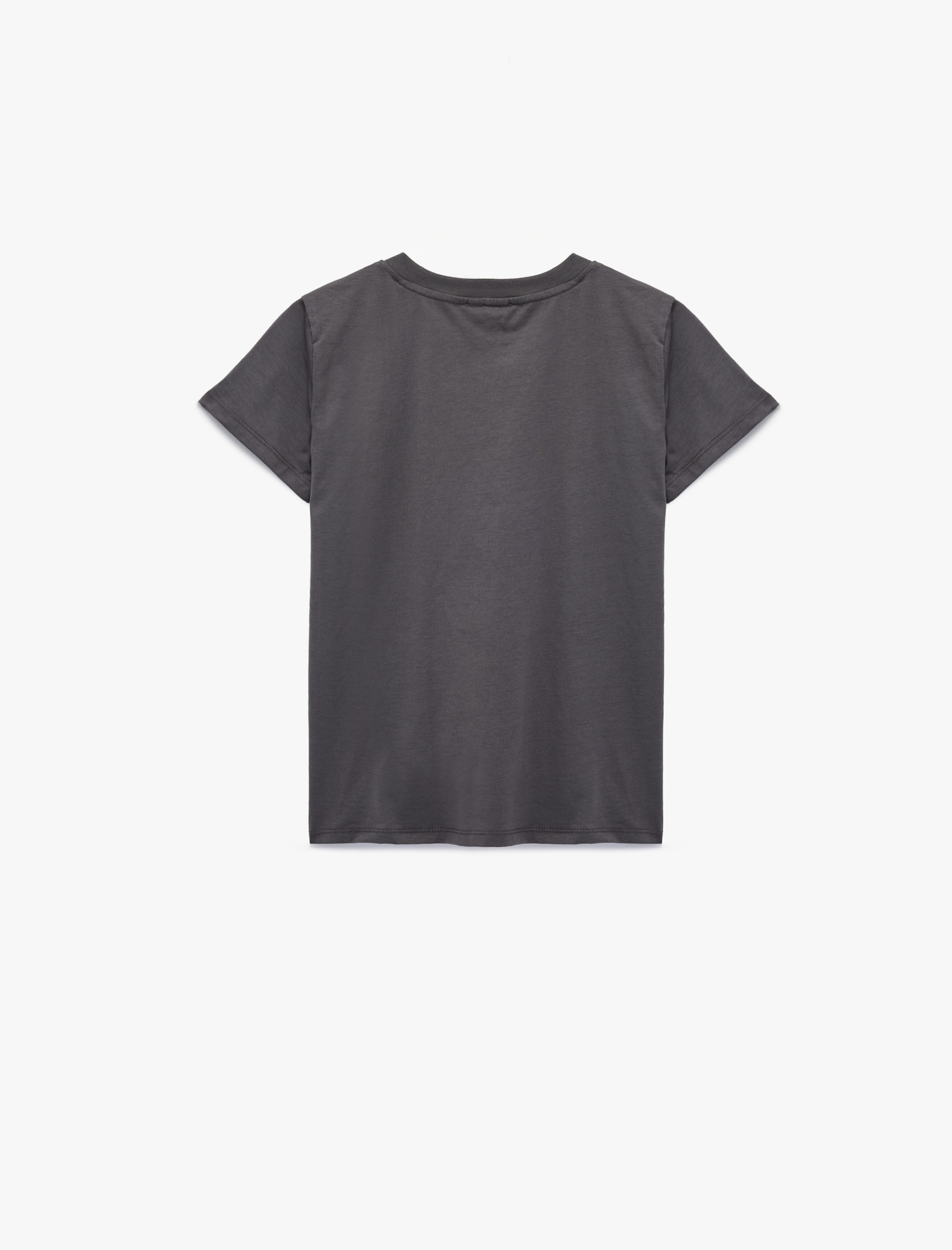  Kız Çocuk Bisiklet Yaka Kısa Kollu Pamuklu Baskılı Tişört