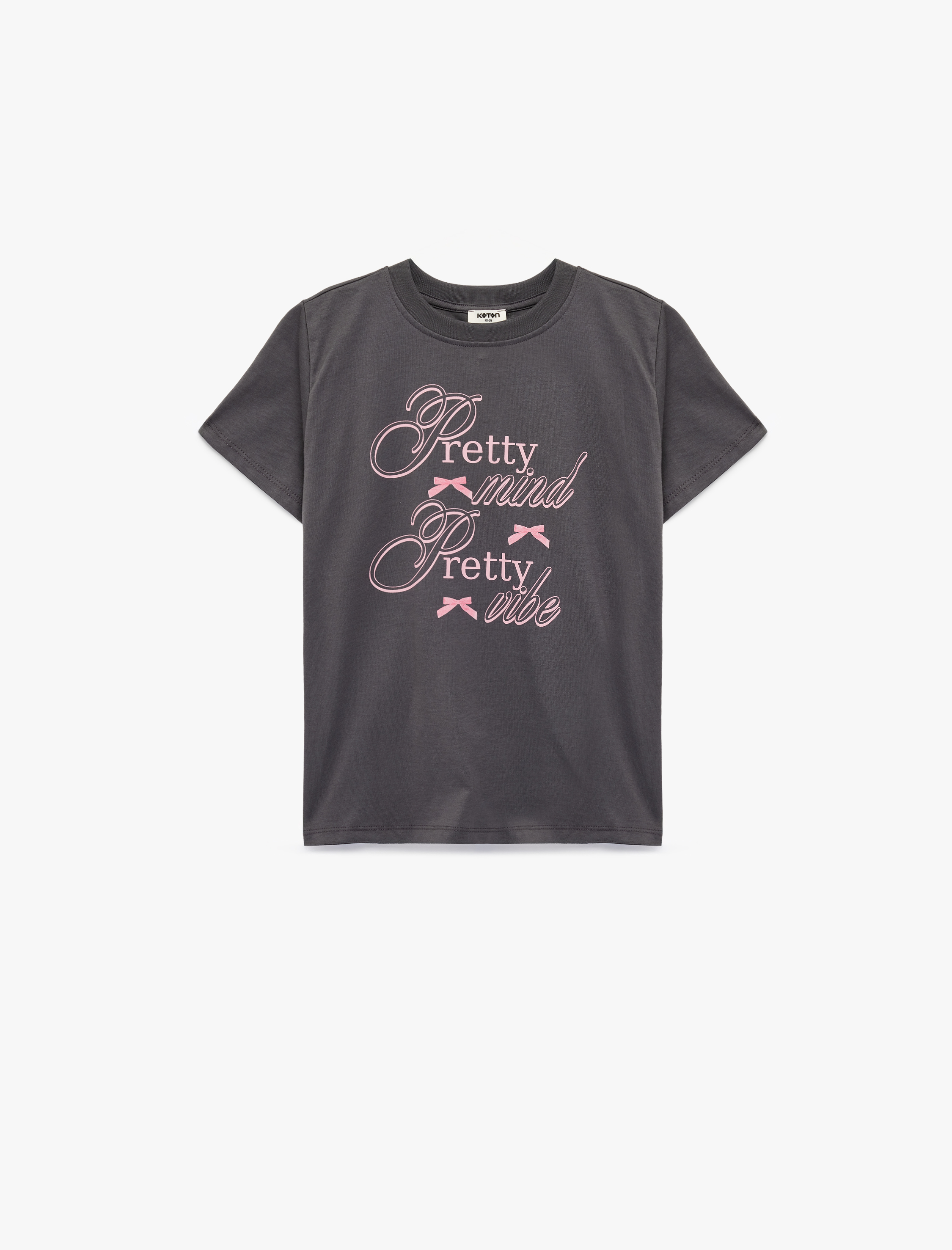  Kız Çocuk Bisiklet Yaka Kısa Kollu Pamuklu Baskılı Tişört