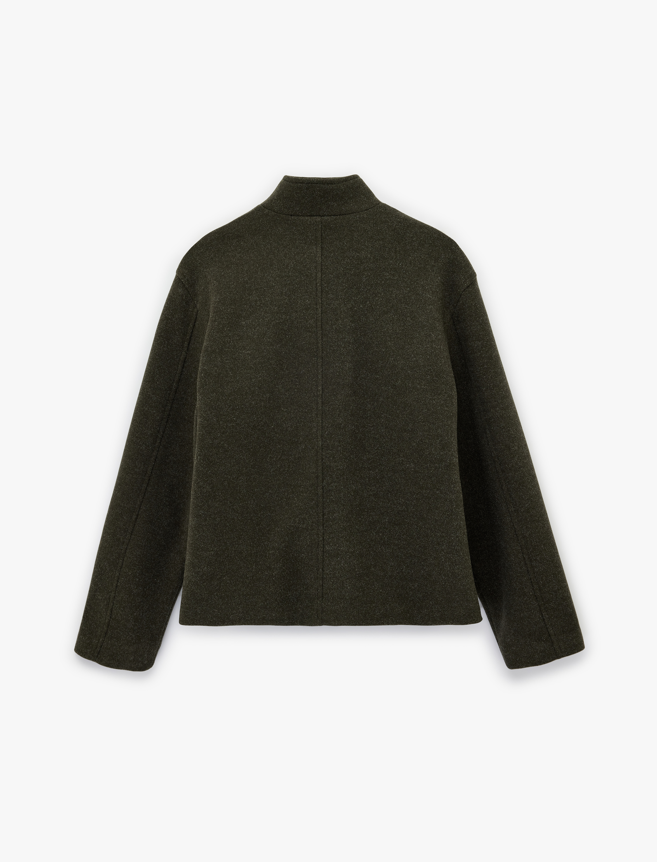   Dik Yaka Uzun Kollu Fermuarlı Kaşe Ceket