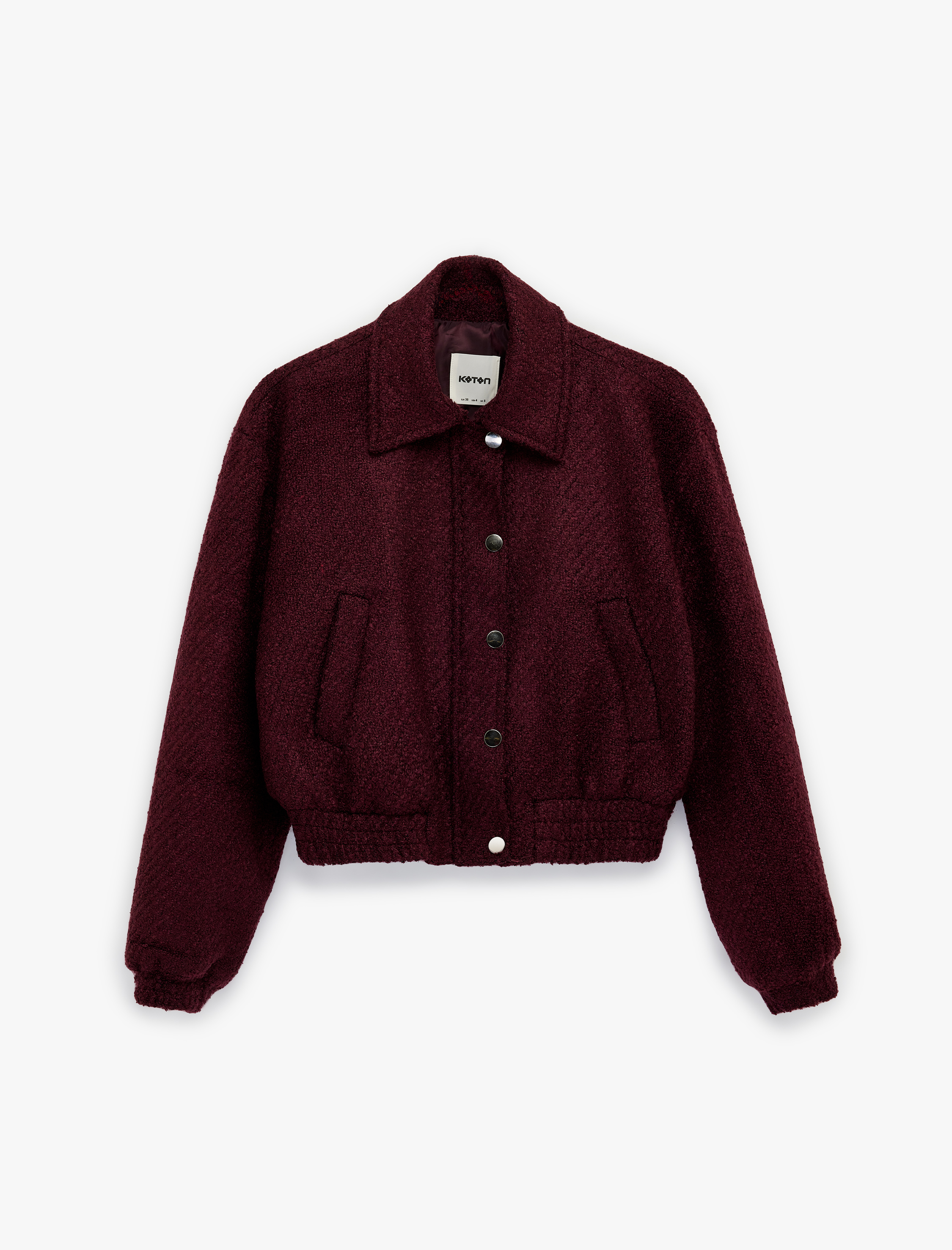   Uzun Kollu Fermuarlı Cepli Tüvit Bomber Ceket