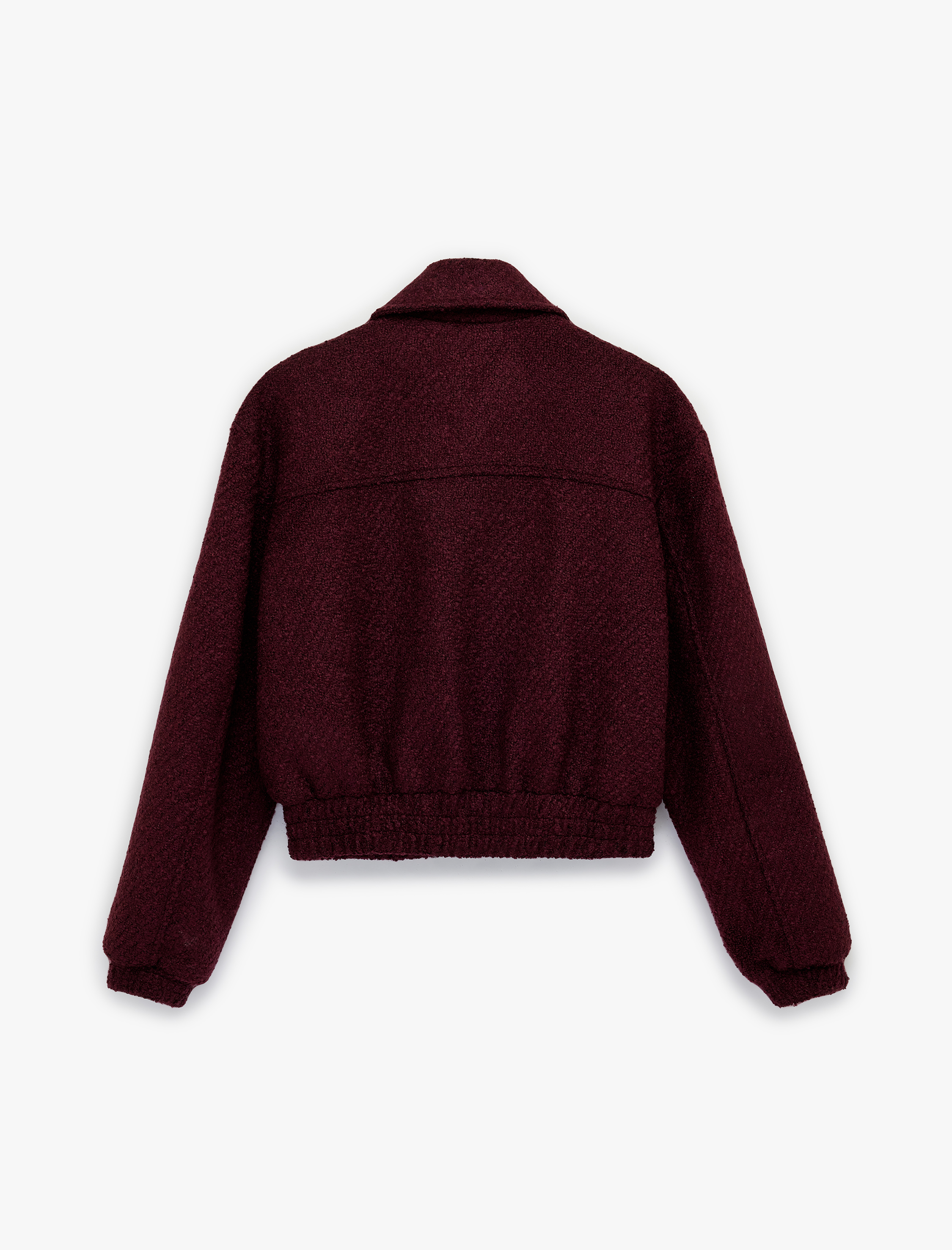   Uzun Kollu Fermuarlı Cepli Tüvit Bomber Ceket