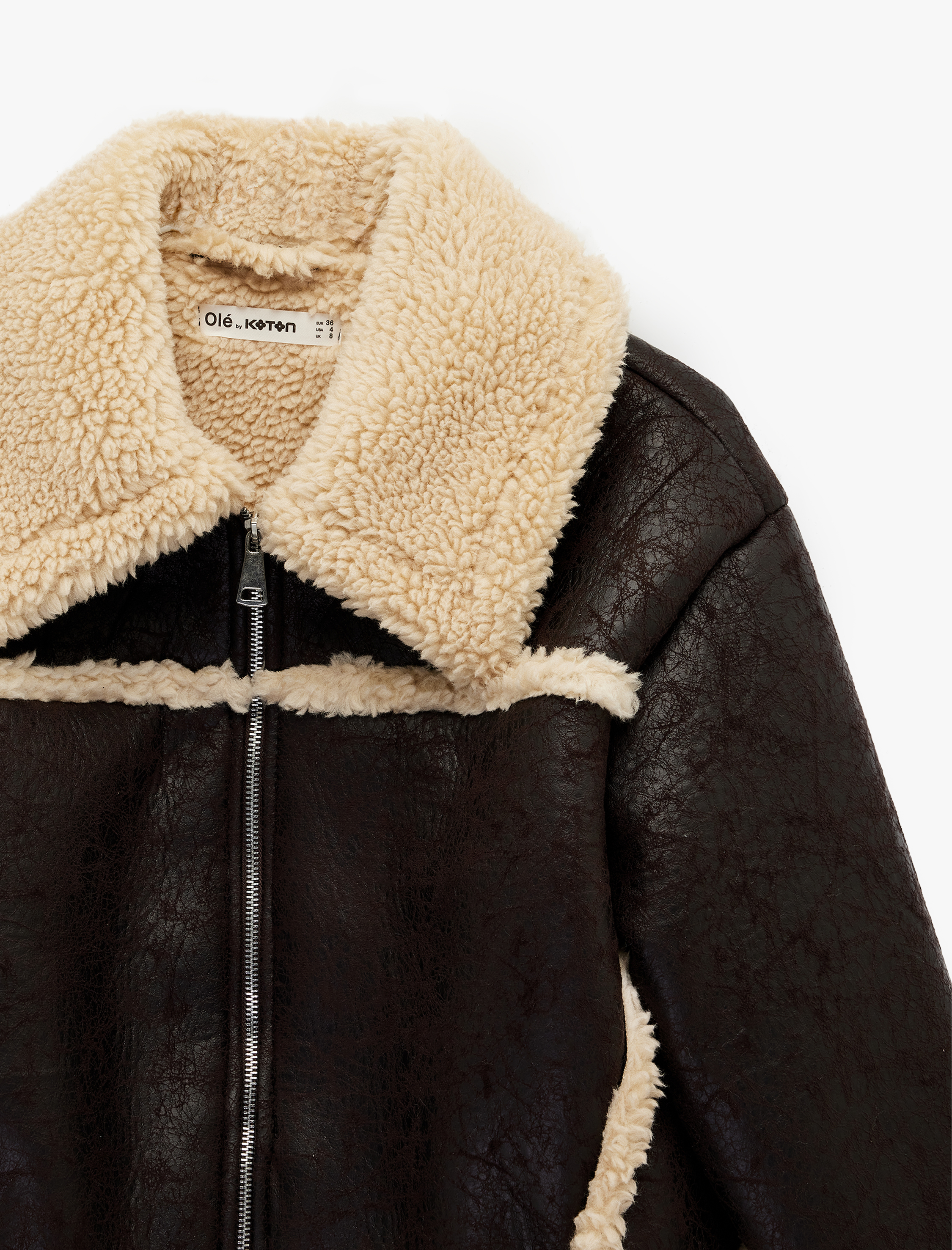   Klasik Yaka Fermuar Detaylı Suni Deri Biker Ceket