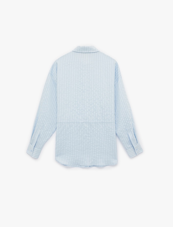  Modal Kumaş Uzun Kollu Bağlama Detaylı Oversize Tunik Gömlek