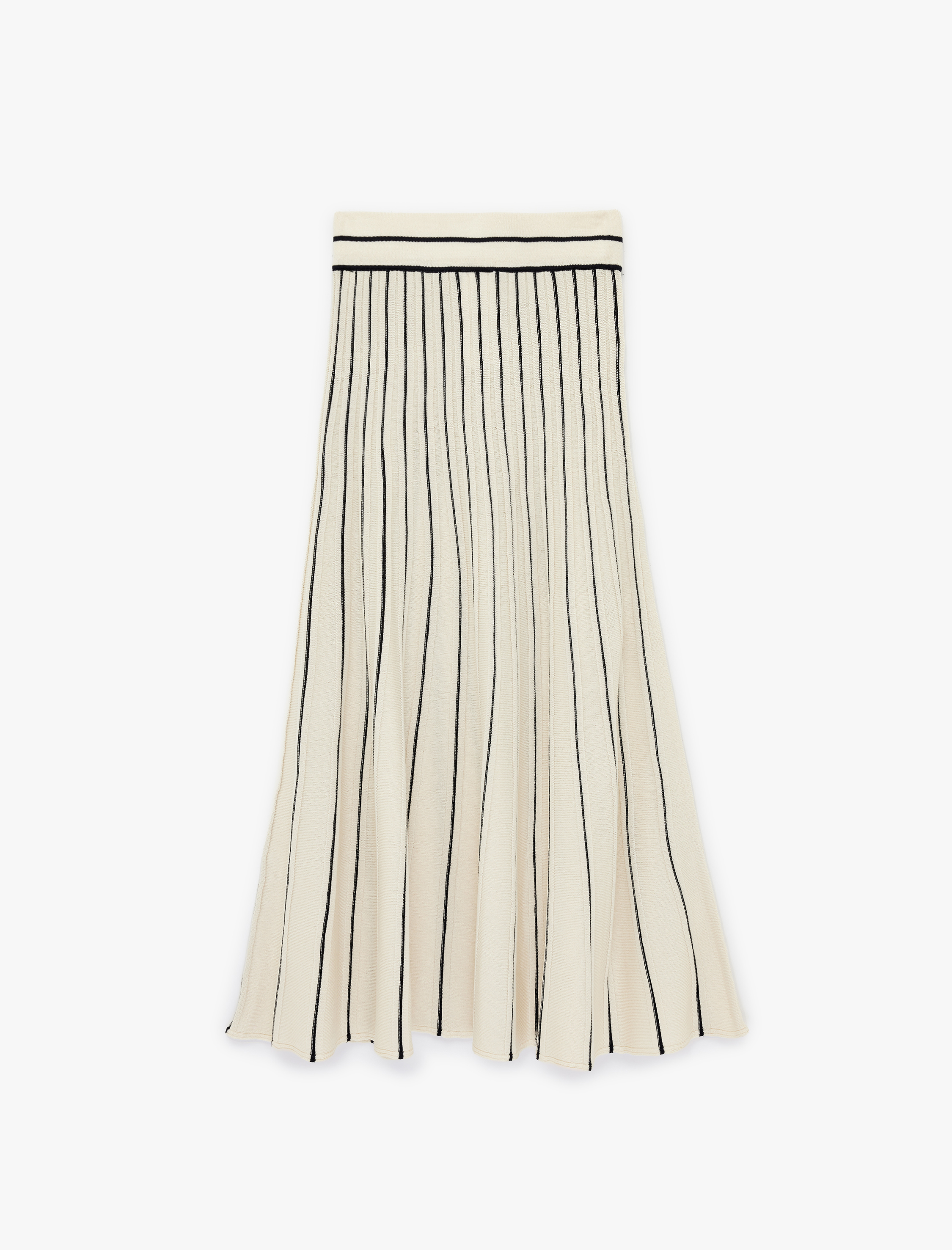   Kloş Kesim Çizgili Uzun Triko Etek