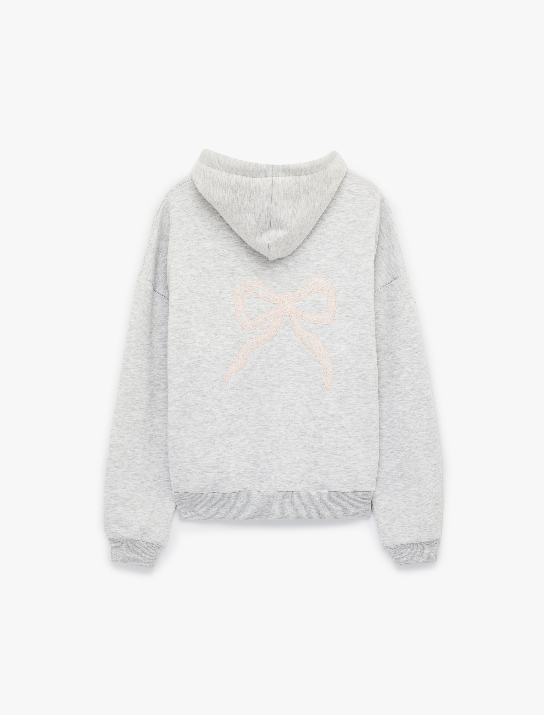   Viskon Karışımlı Kanguru Cepli Dantel Detaylı Kapüşonlu Sweatshirt