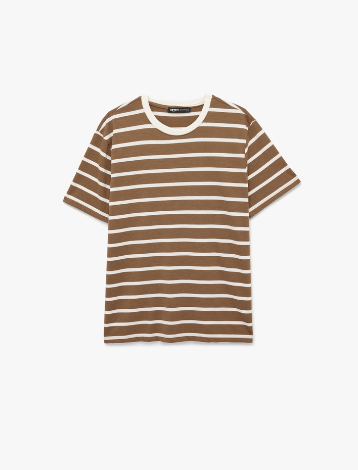  Regular Fit Viskon Karışımlı Kısa Kollu Bisiklet Yaka Tişört