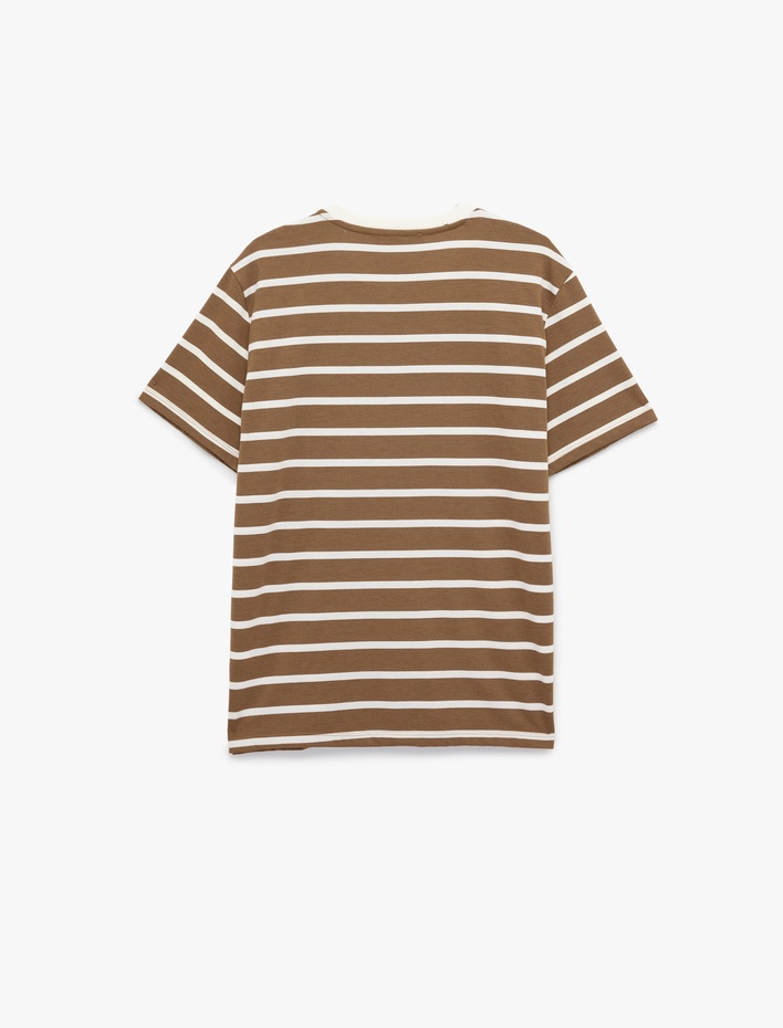  Regular Fit Viskon Karışımlı Kısa Kollu Bisiklet Yaka Tişört