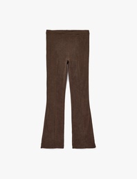 Slim Fit Nervürlü İspanyol Paça Tayt Pantolon