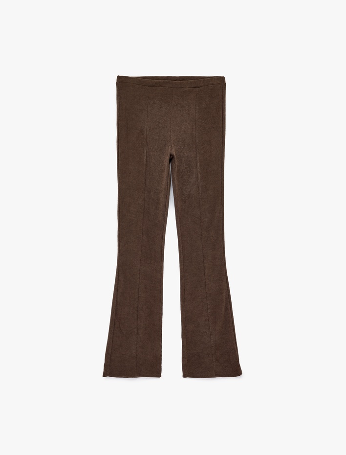  Slim Fit Nervürlü İspanyol Paça Tayt Pantolon