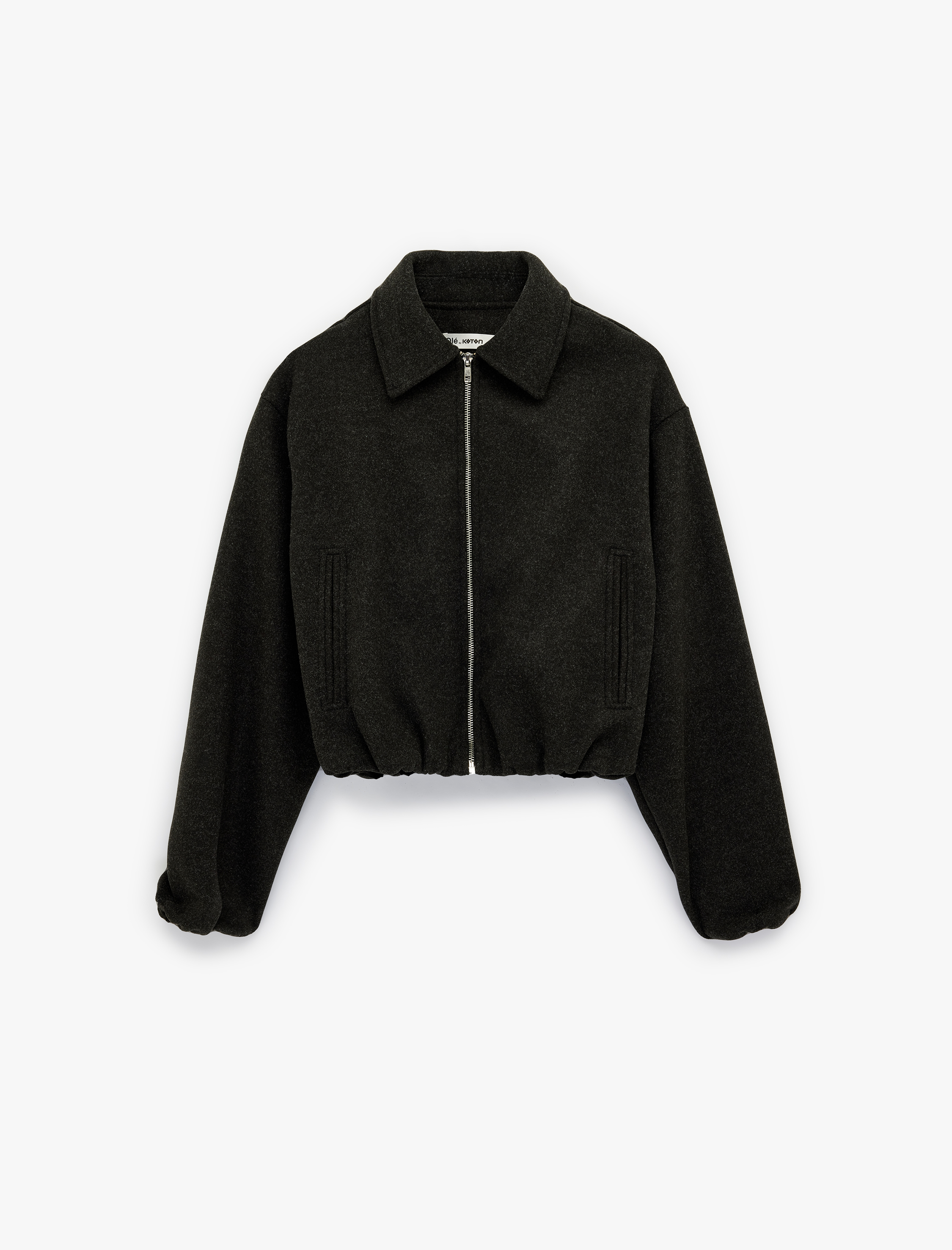   Viskon Karışımlı Klasik Yaka Fermuarlı Oversize Ceket