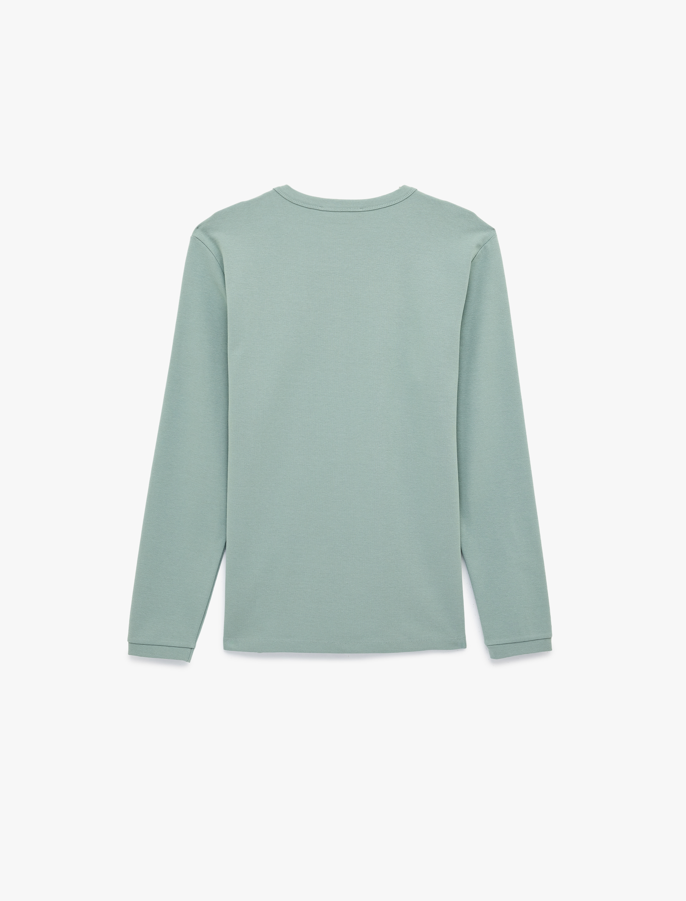   Regular Fit Ribanalı Renk Kontrastlı Pamuklu Bisiklet Yaka Uzun Kollu Tişört