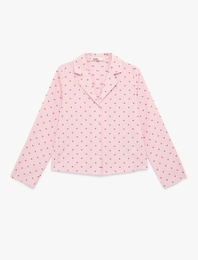 Uzun Kollu Düğmeli Gömlek Yaka Pijama Üstü