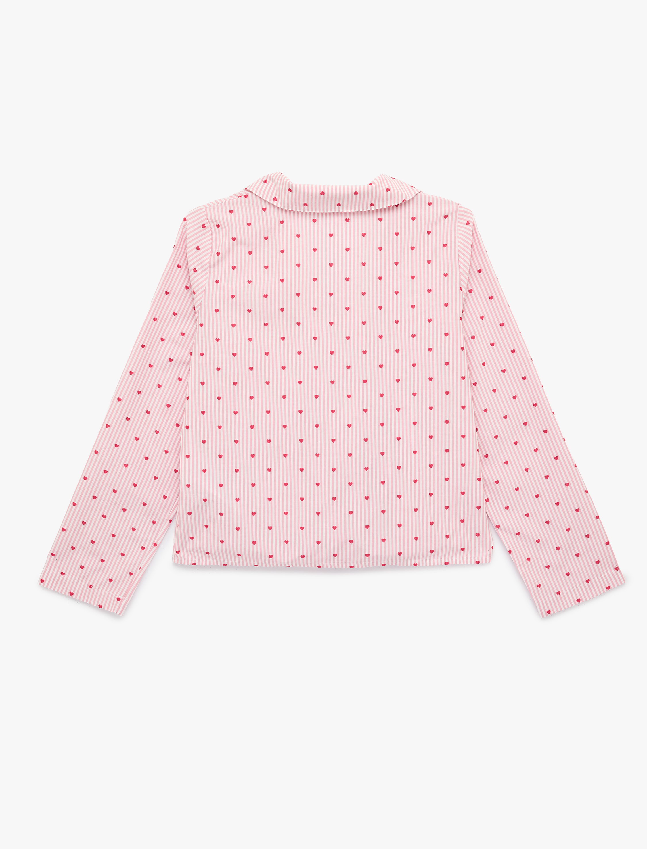   Uzun Kollu Düğmeli Gömlek Yaka Pijama Üstü