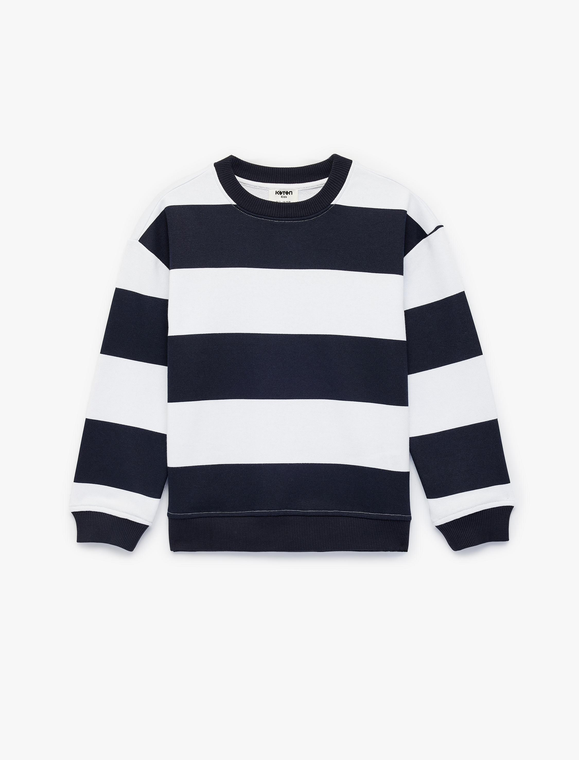  Erkek Çocuk Bisiklet Yaka Uzun Kollu Çizgili Sweatshirt