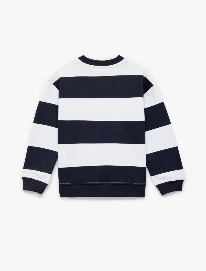 Erkek Çocuk Bisiklet Yaka Uzun Kollu Çizgili Sweatshirt