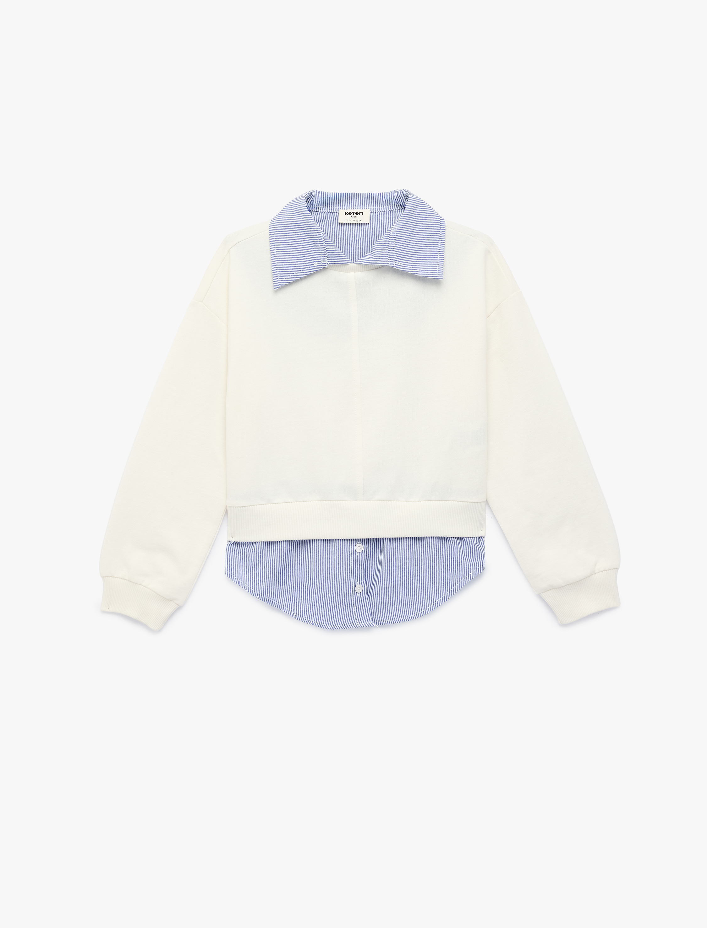  Kız Çocuk Pamuklu Uzun Kollu Gömlek Detaylı Sweatshirt