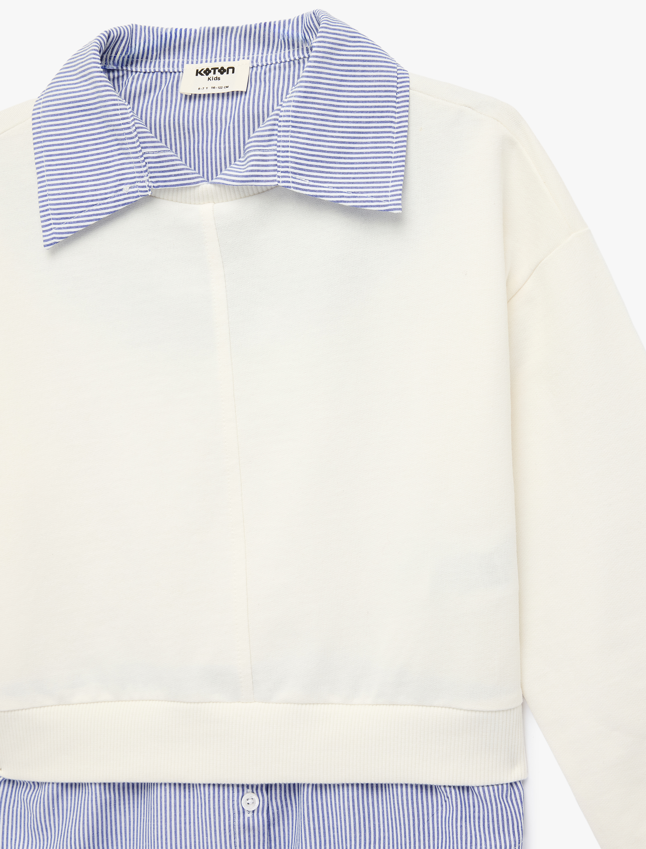  Kız Çocuk Pamuklu Uzun Kollu Gömlek Detaylı Sweatshirt